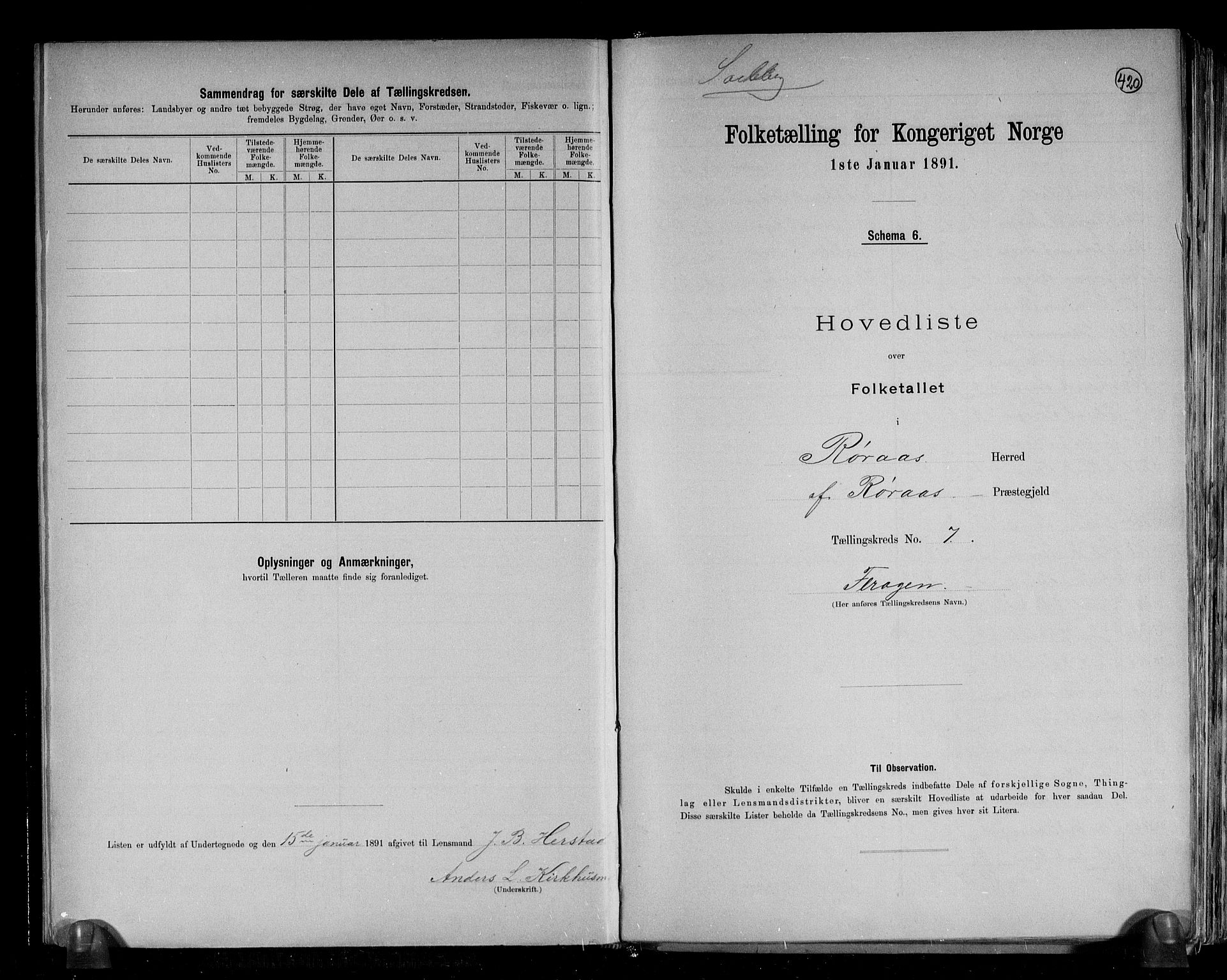 RA, 1891 census for 1640 Røros, 1891, p. 17