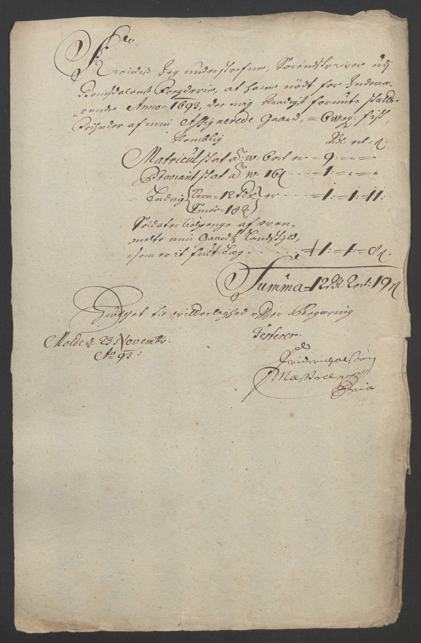 Rentekammeret inntil 1814, Reviderte regnskaper, Fogderegnskap, AV/RA-EA-4092/R55/L3651: Fogderegnskap Romsdal, 1693-1694, p. 133