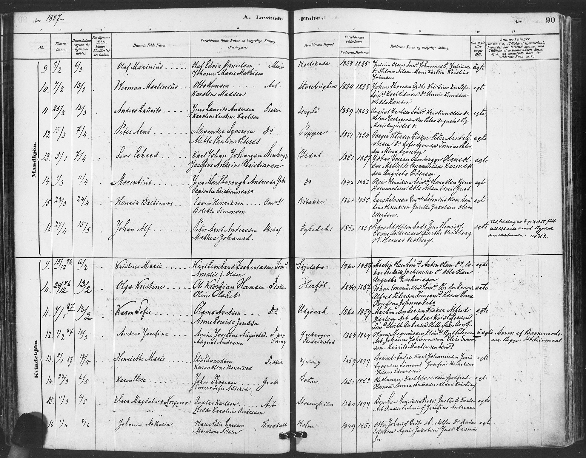 Hvaler prestekontor Kirkebøker, SAO/A-2001/F/Fa/L0008: Parish register (official) no. I 8, 1878-1895, p. 90