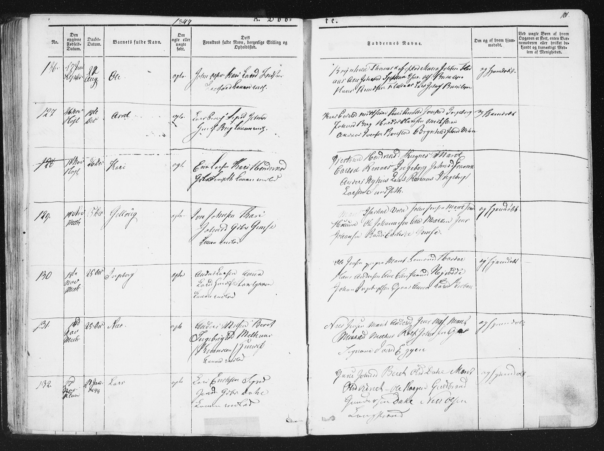 Ministerialprotokoller, klokkerbøker og fødselsregistre - Sør-Trøndelag, AV/SAT-A-1456/691/L1074: Parish register (official) no. 691A06, 1842-1852, p. 101