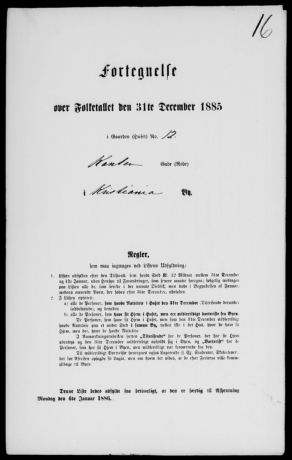 RA, 1885 census for 0301 Kristiania, 1885, p. 1537