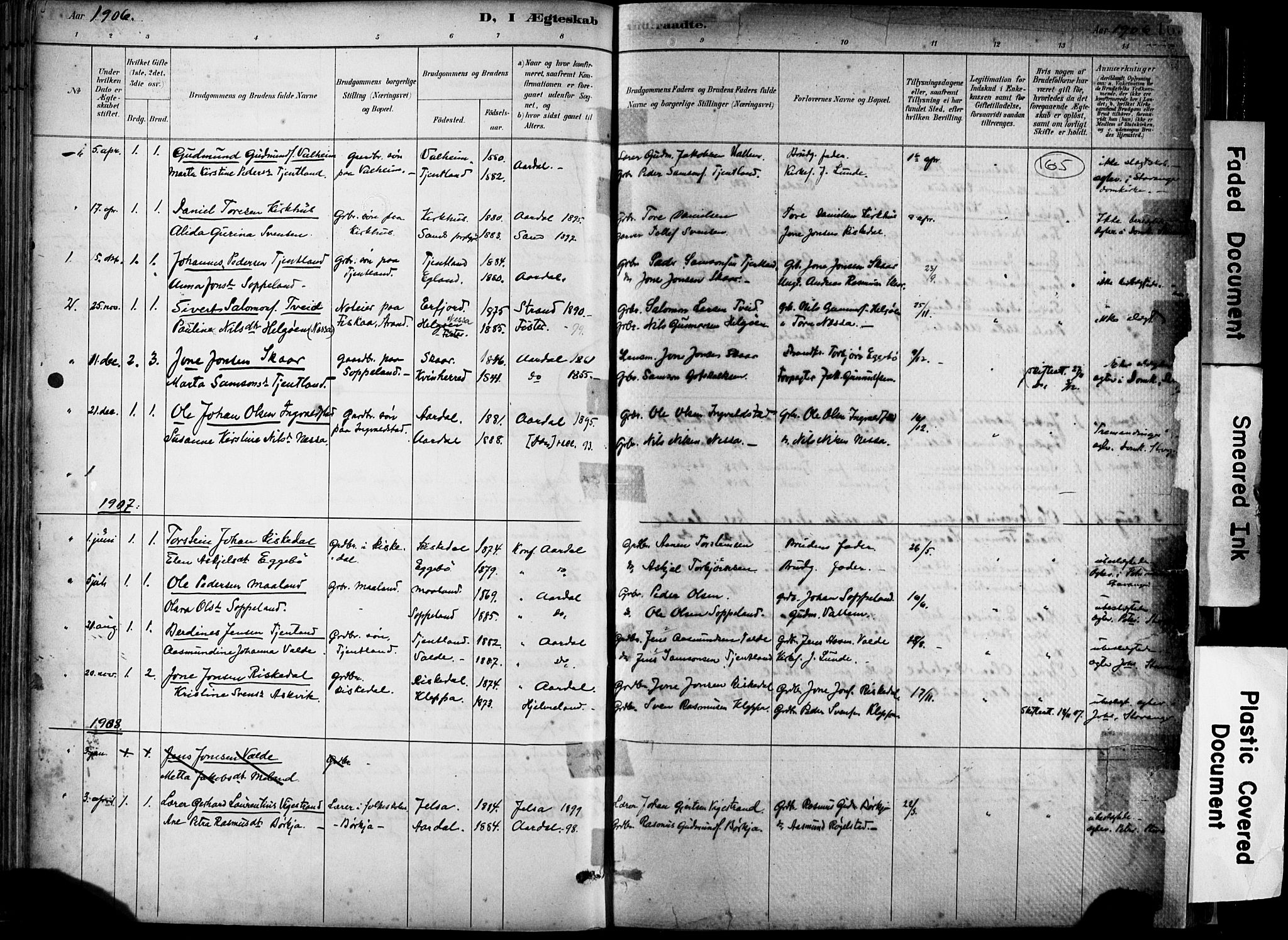 Hjelmeland sokneprestkontor, AV/SAST-A-101843/02/A/L0001: Parish register (official) no. A 16, 1887-1926, p. 165