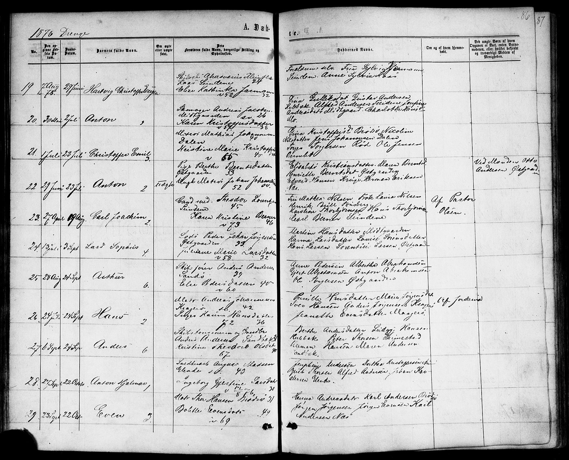 Nøtterøy kirkebøker, SAKO/A-354/F/Fb/L0001: Parish register (official) no. II 1, 1865-1878, p. 86