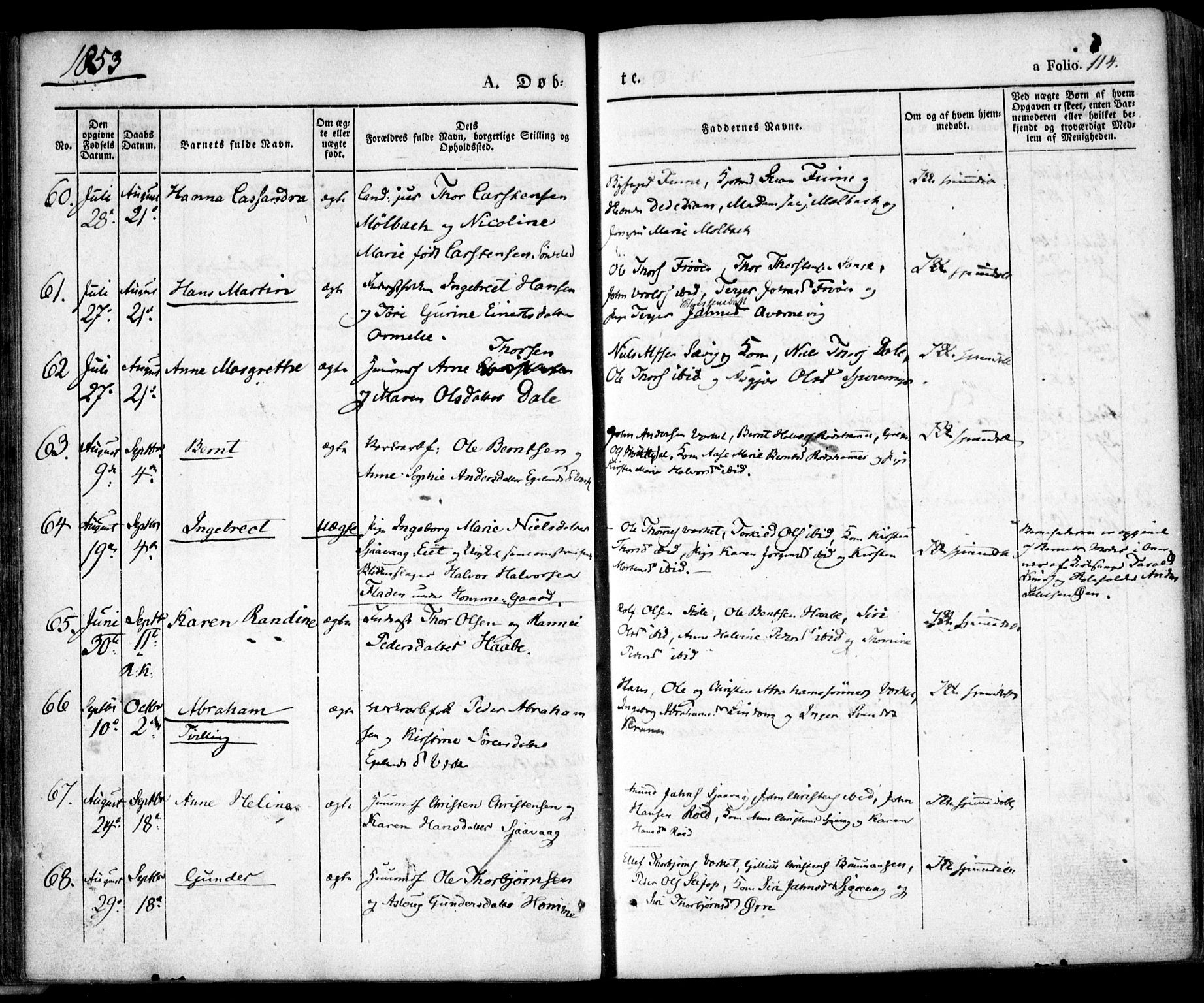 Søndeled sokneprestkontor, AV/SAK-1111-0038/F/Fa/L0002: Parish register (official) no. A 2, 1839-1860, p. 114