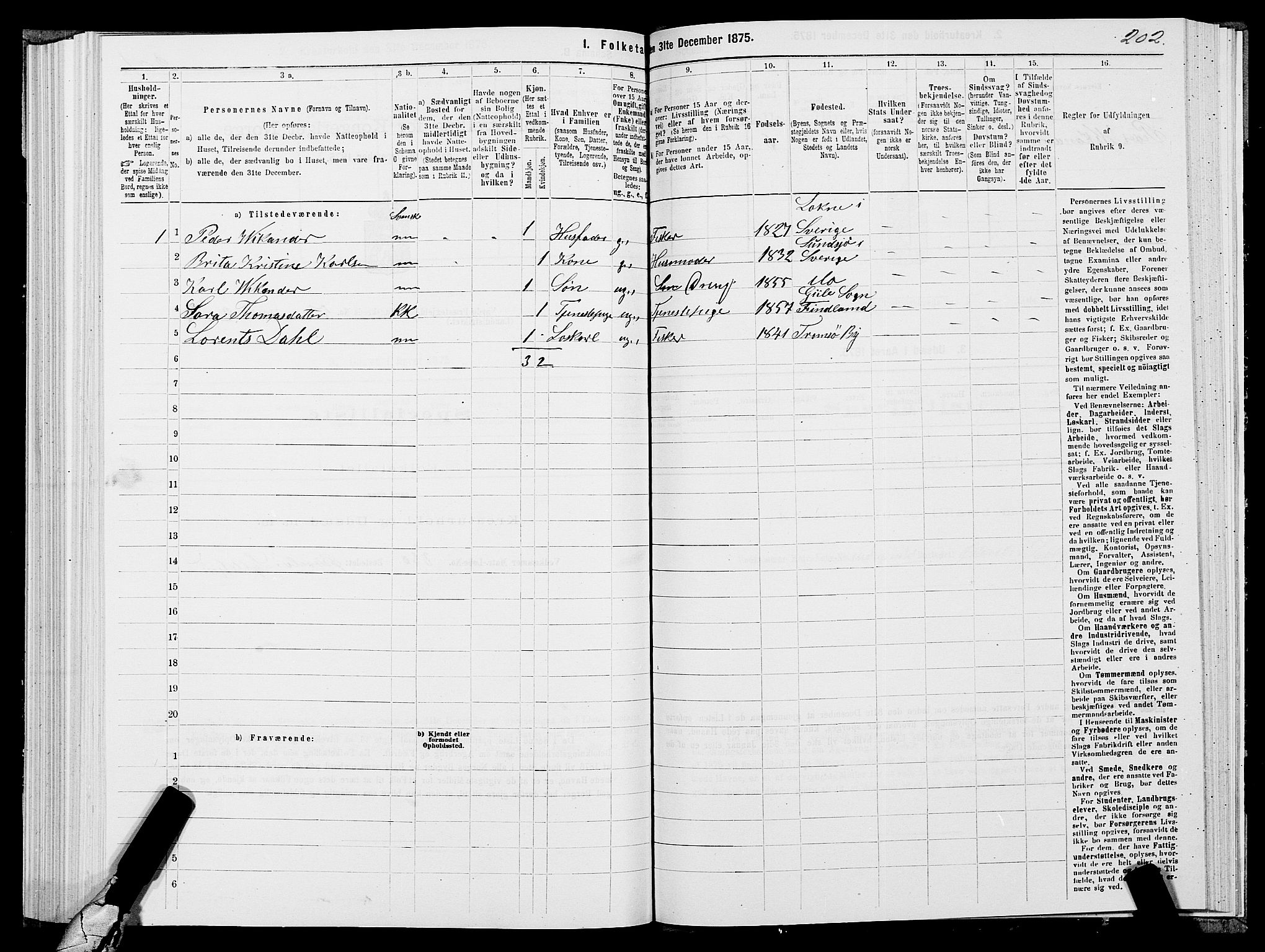 SATØ, 1875 census for 2028L Vardø/Vardø, 1875, p. 1202