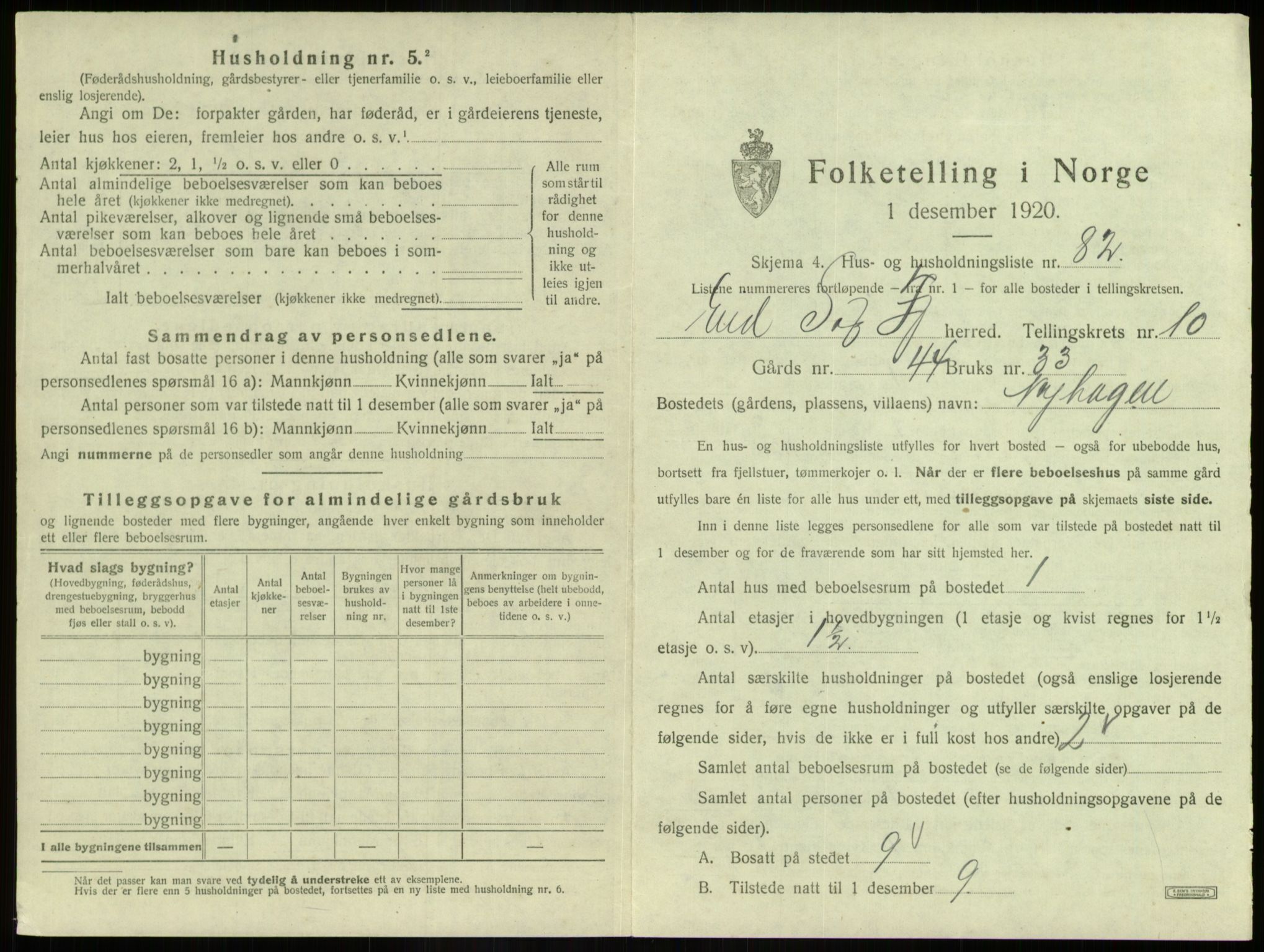 SAB, 1920 census for Eid, 1920, p. 834