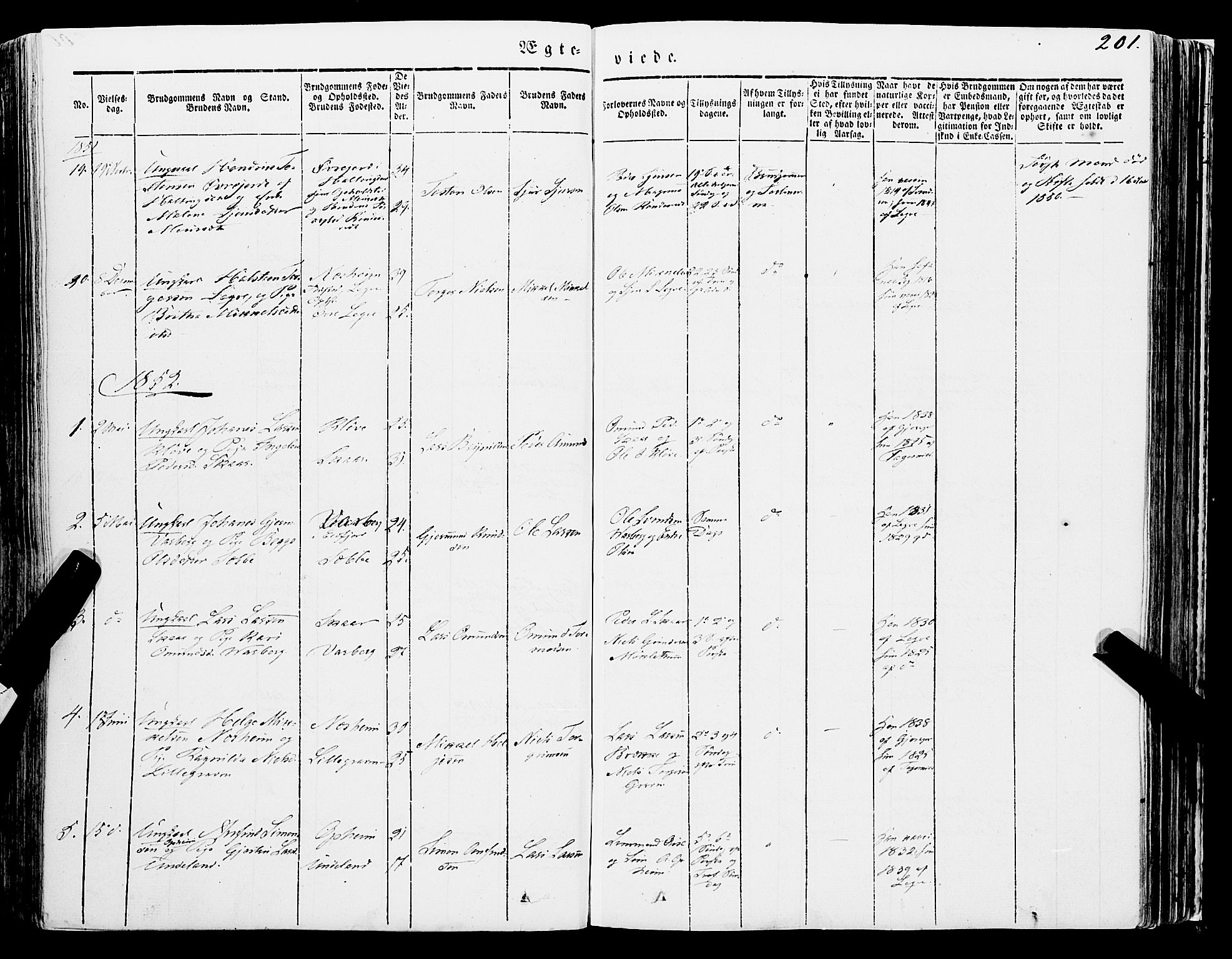 Ulvik sokneprestembete, AV/SAB-A-78801/H/Haa: Parish register (official) no. A 12, 1839-1853, p. 201