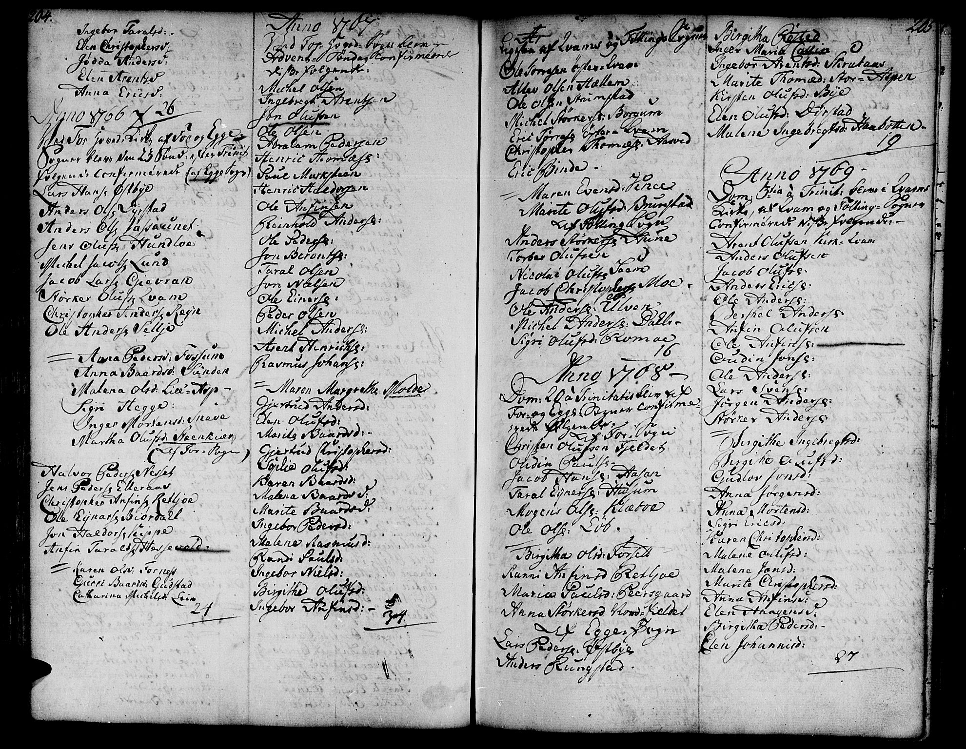Ministerialprotokoller, klokkerbøker og fødselsregistre - Nord-Trøndelag, SAT/A-1458/746/L0440: Parish register (official) no. 746A02, 1760-1815, p. 204-205