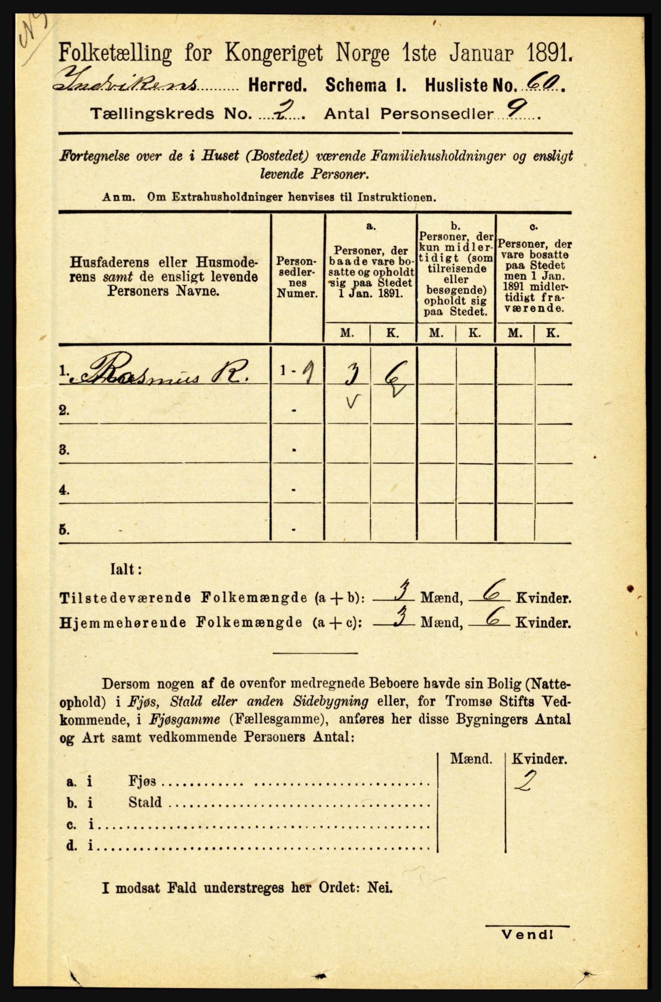 RA, 1891 census for 1447 Innvik, 1891, p. 603