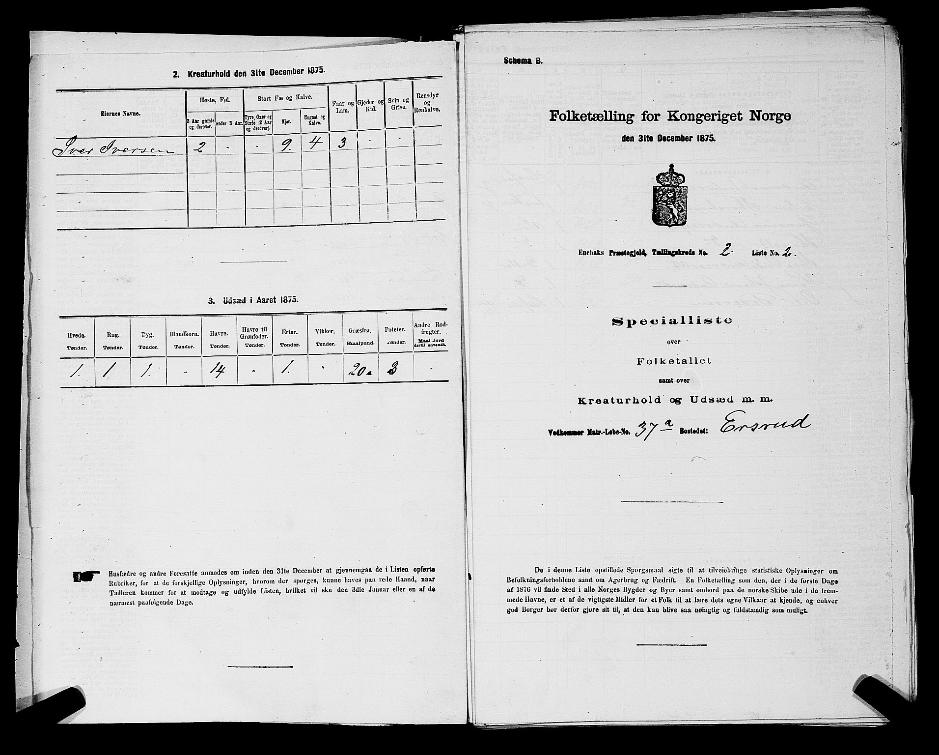 RA, 1875 census for 0229P Enebakk, 1875, p. 269