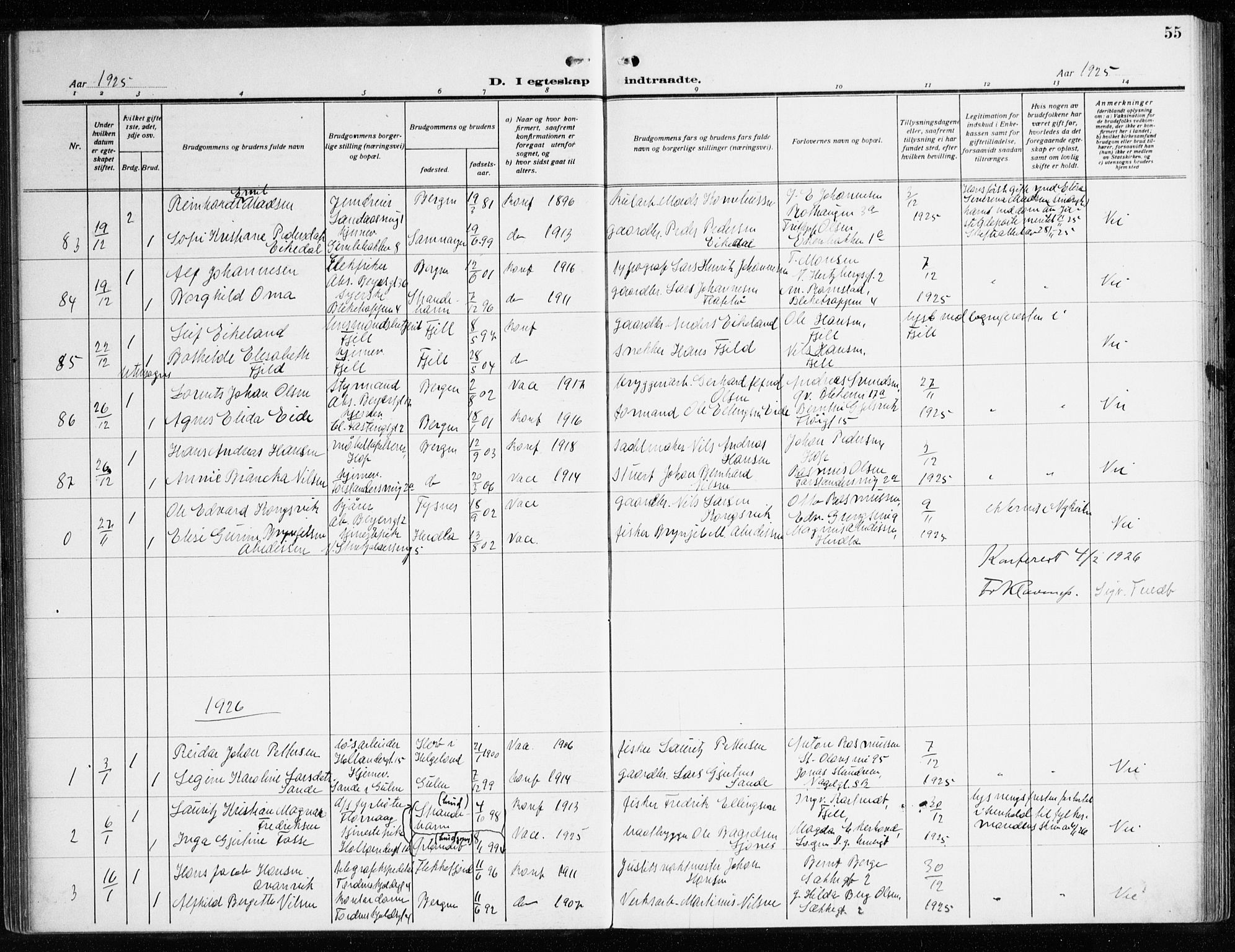 Korskirken sokneprestembete, SAB/A-76101/H/Haa/L0039: Parish register (official) no. D 6, 1919-1938, p. 55