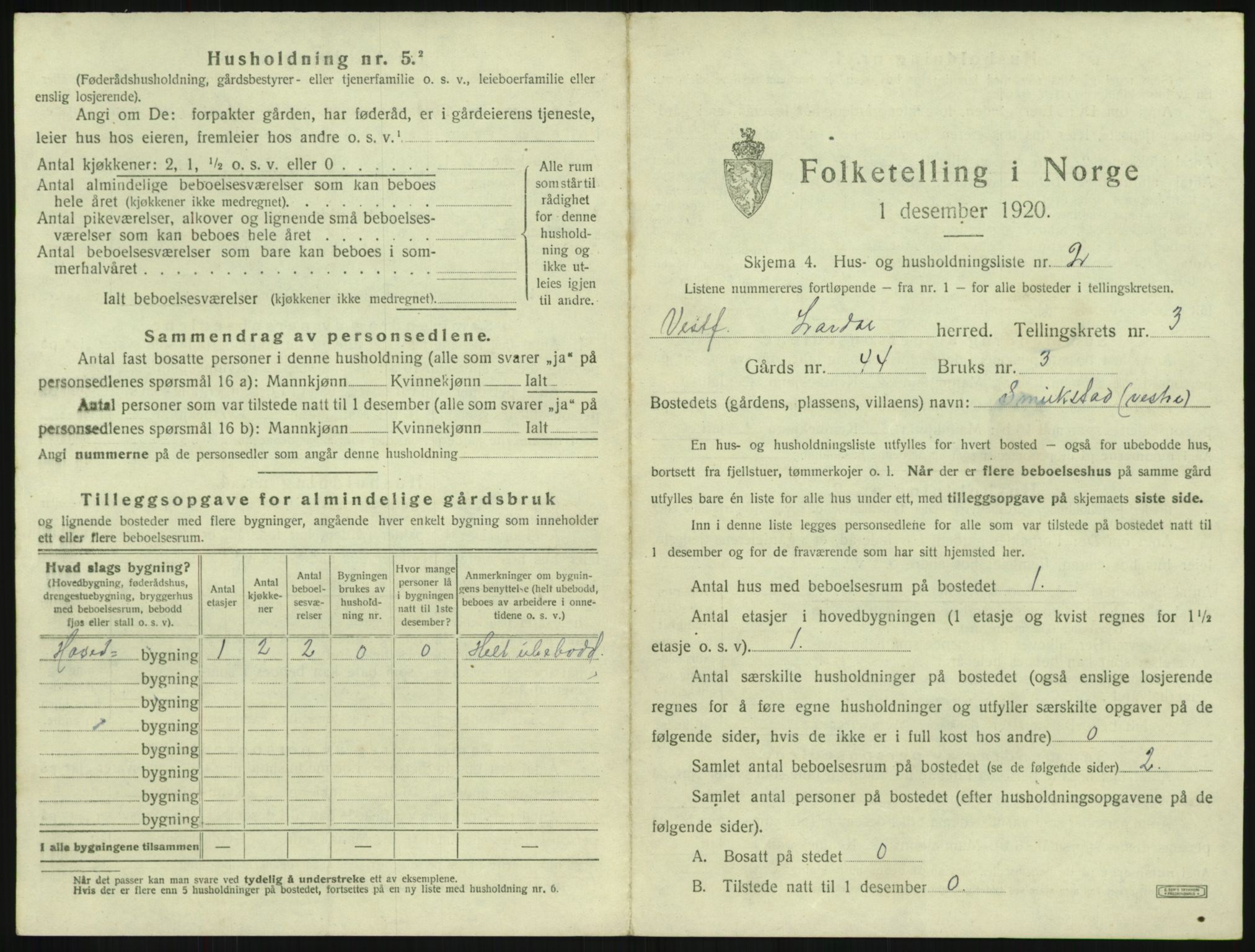 SAKO, 1920 census for Lardal, 1920, p. 319