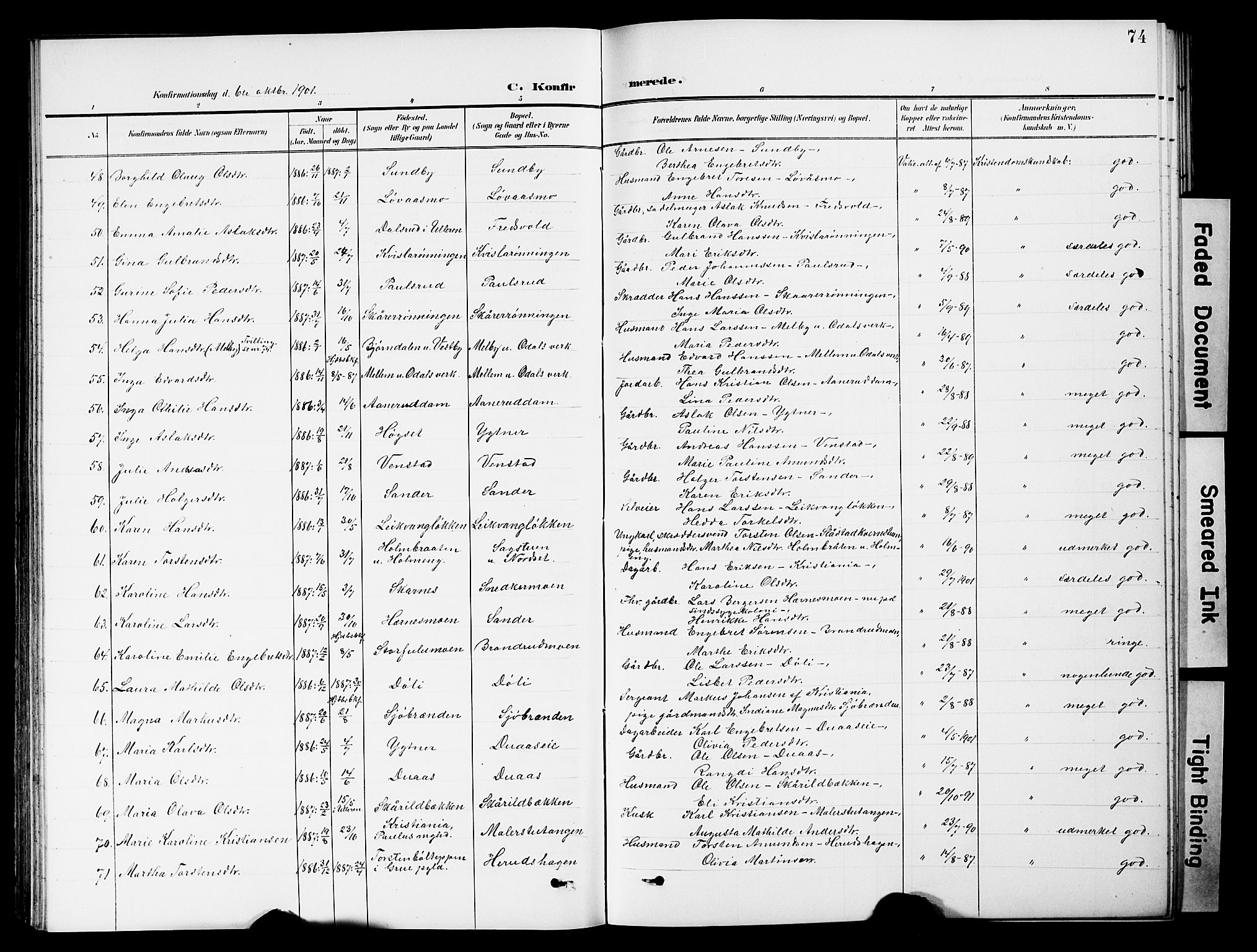 Sør-Odal prestekontor, AV/SAH-PREST-030/H/Ha/Hab/L0001: Parish register (copy) no. 1, 1895-1902, p. 74