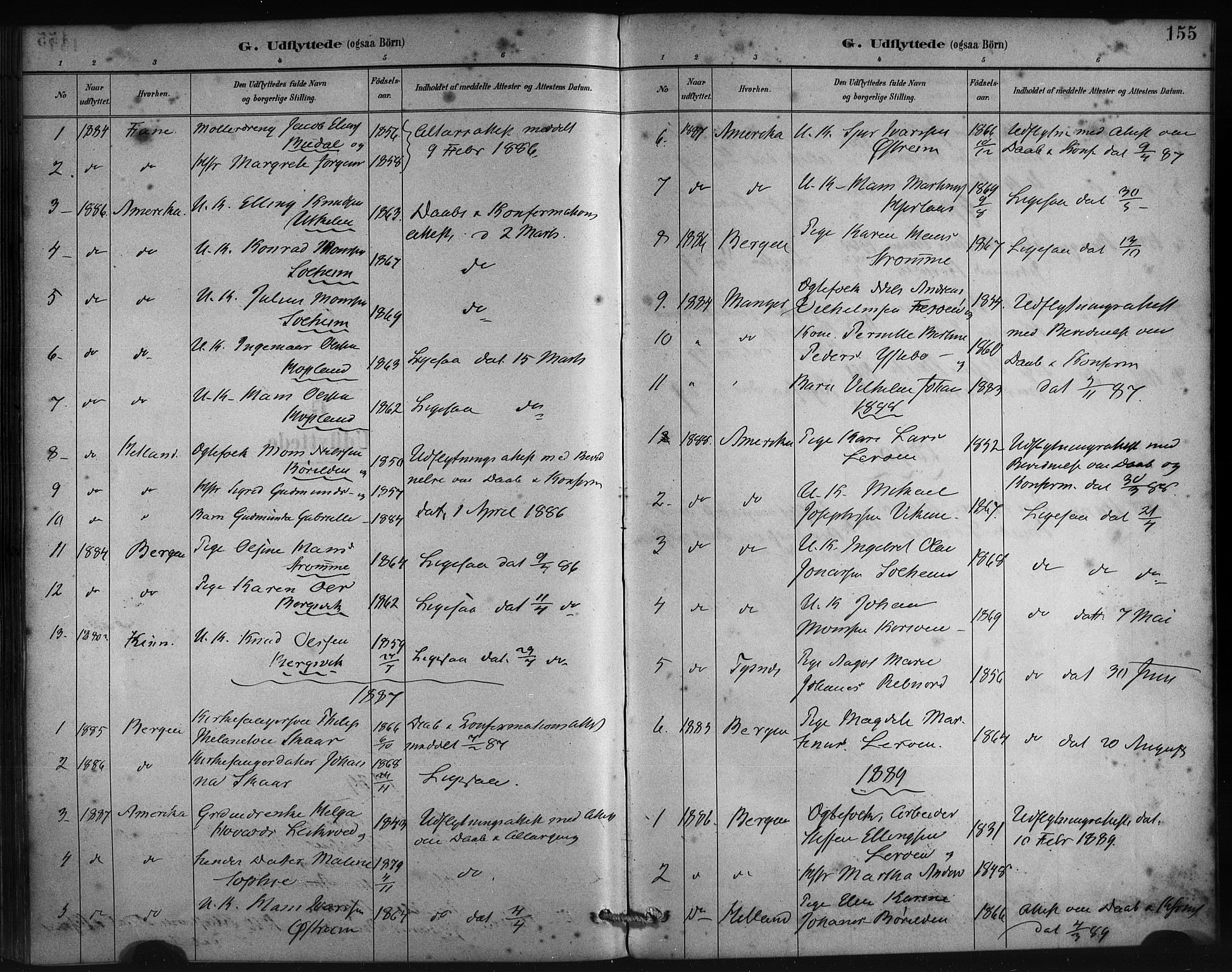 Lindås Sokneprestembete, SAB/A-76701/H/Haa: Parish register (official) no. C 1, 1886-1896, p. 155