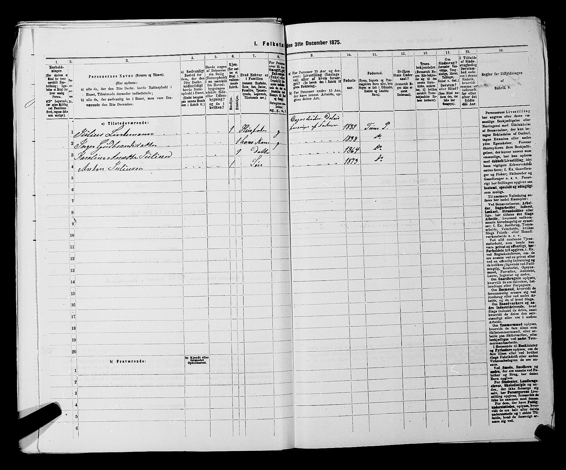 RA, 1875 census for 0130P Tune, 1875, p. 354