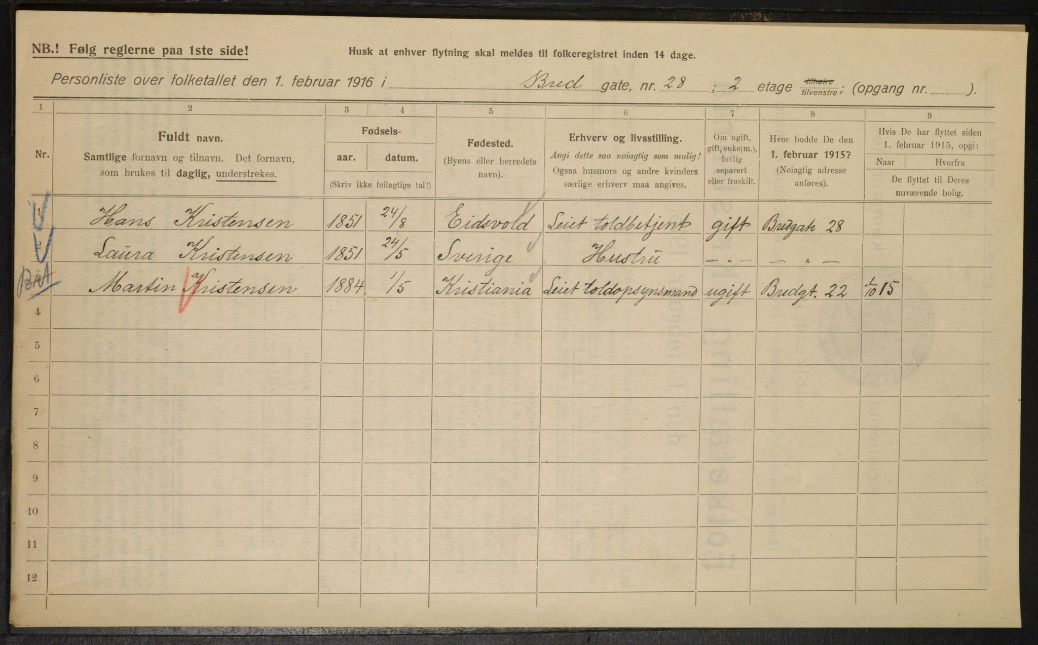 OBA, Municipal Census 1916 for Kristiania, 1916, p. 8761