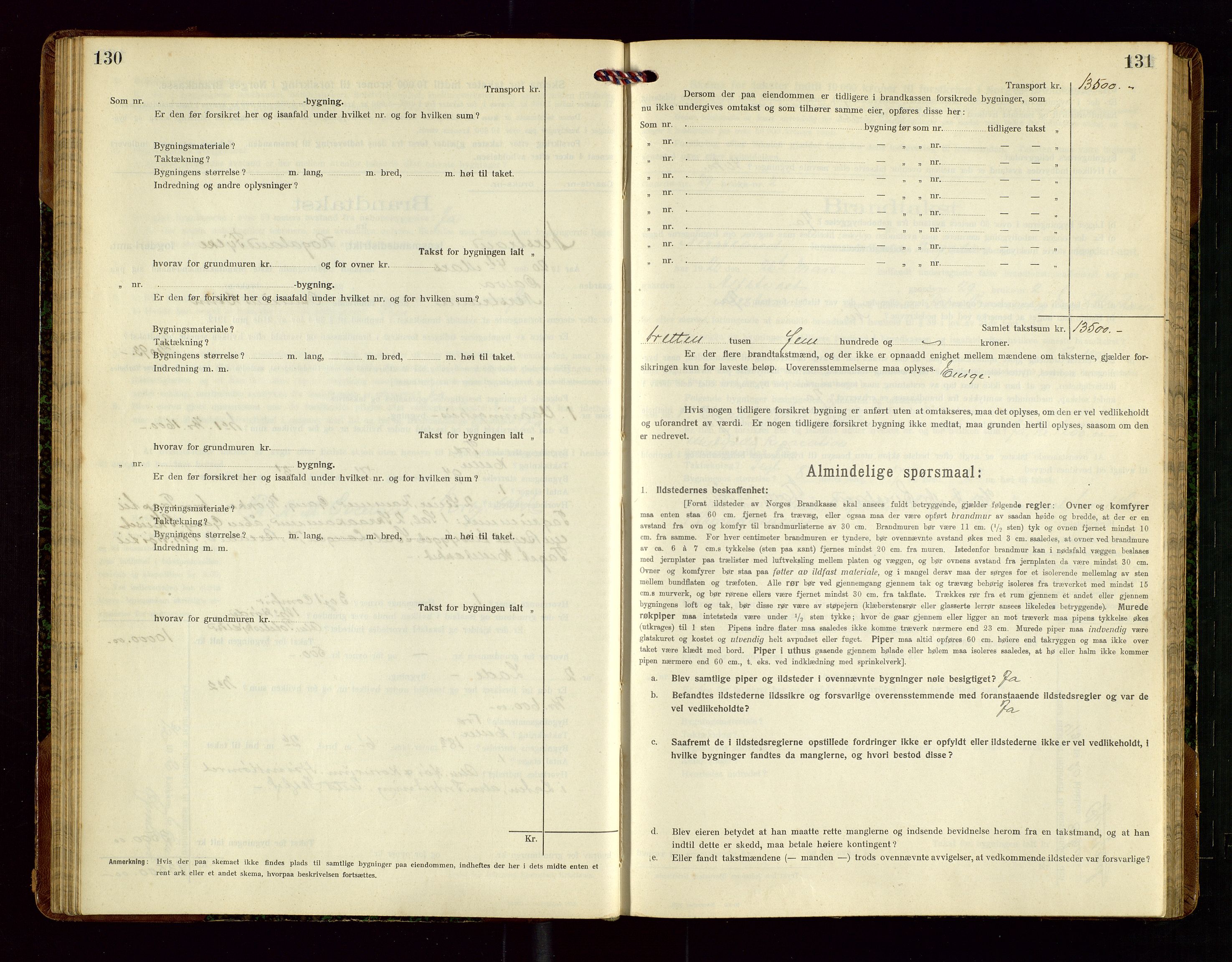 Nedstrand lensmannskontor, SAST/A-100236/Gob/L0002: "Brandtakstprotokol for Nerstrand lensmandsdistrikt Rogaland Fylke", 1916-1949, p. 130-131