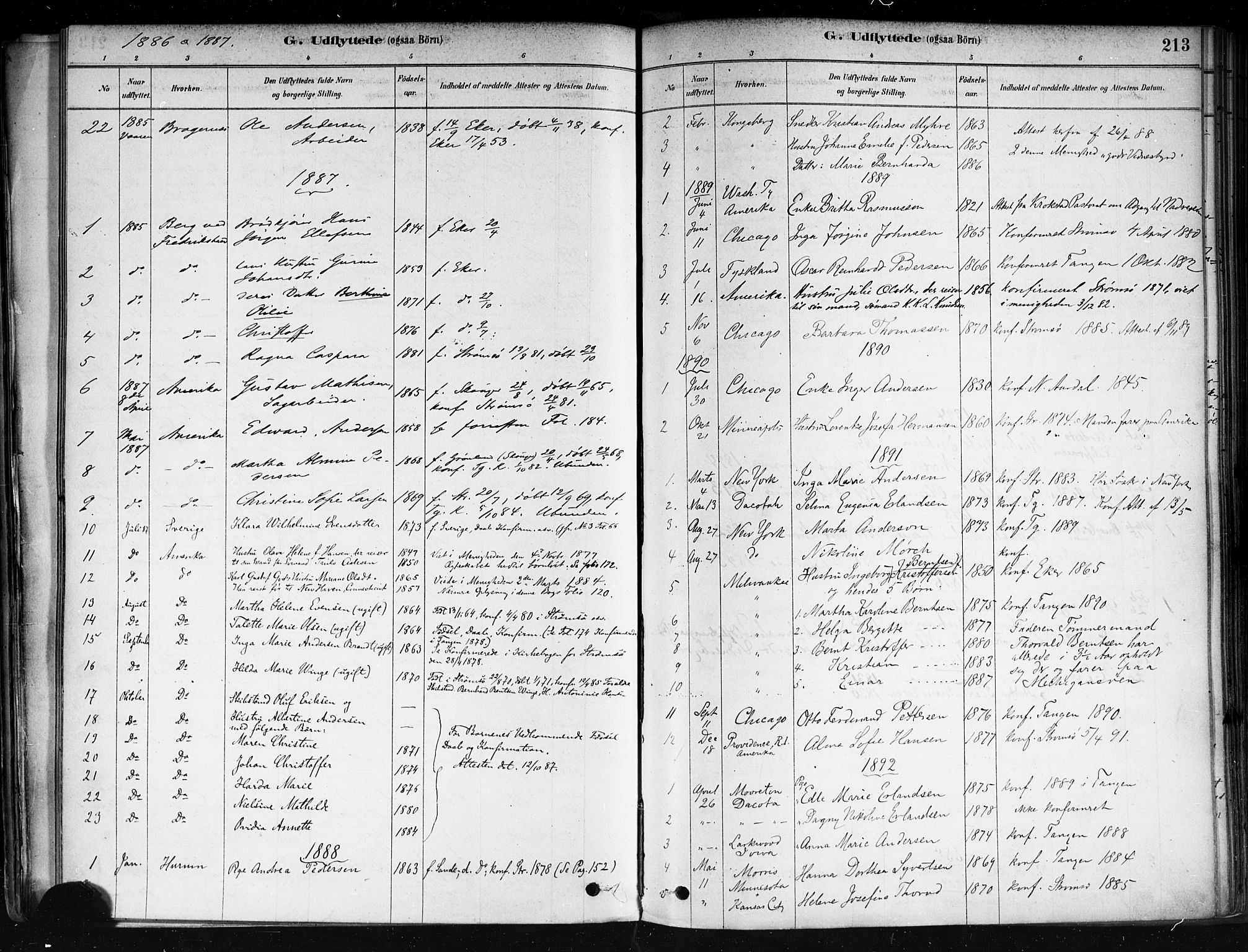 Strømsø kirkebøker, AV/SAKO-A-246/F/Fa/L0022: Parish register (official) no. I 22, 1879-1899, p. 213