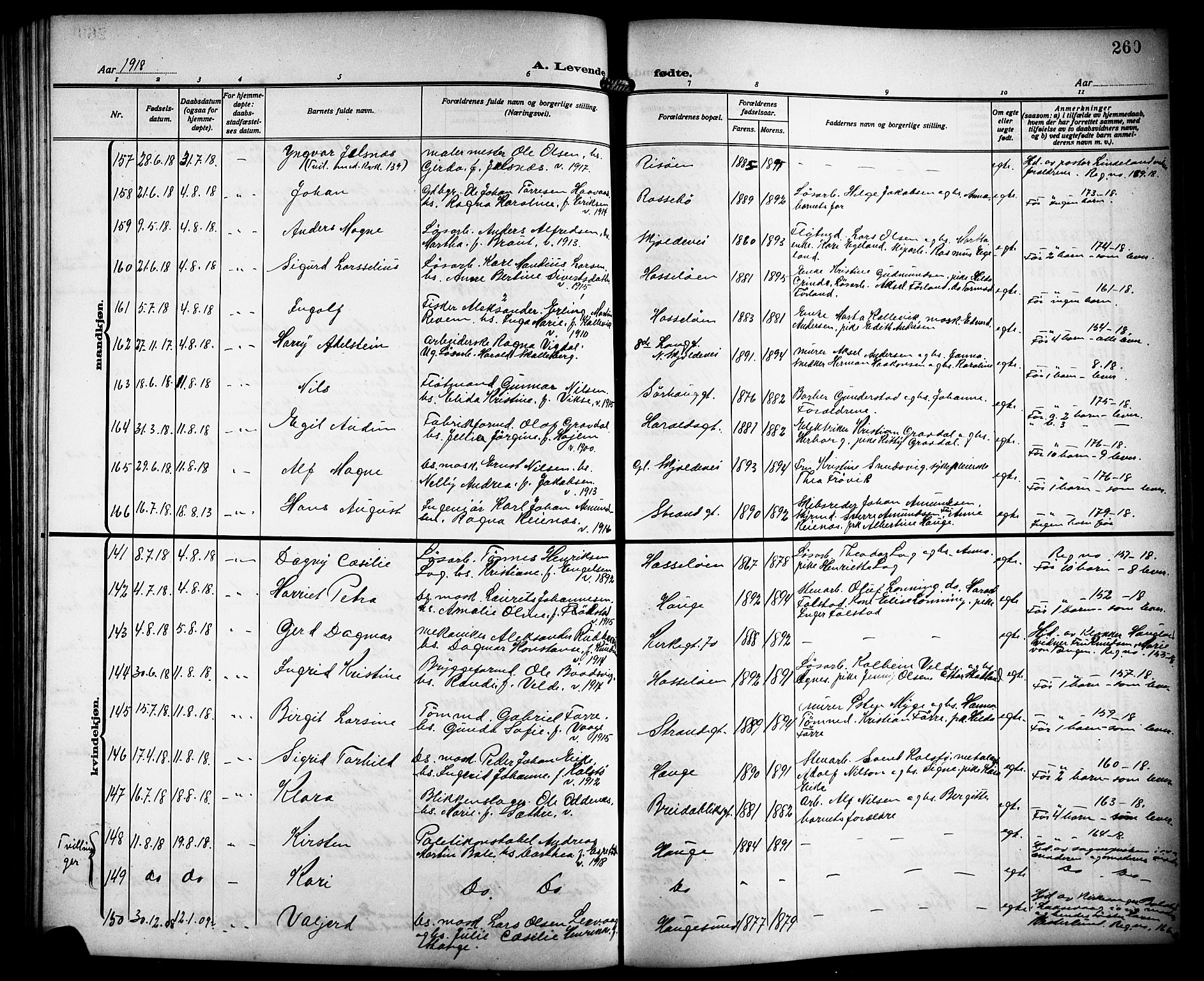 Haugesund sokneprestkontor, AV/SAST-A -101863/H/Ha/Hab/L0007: Parish register (copy) no. B 7, 1909-1920, p. 260