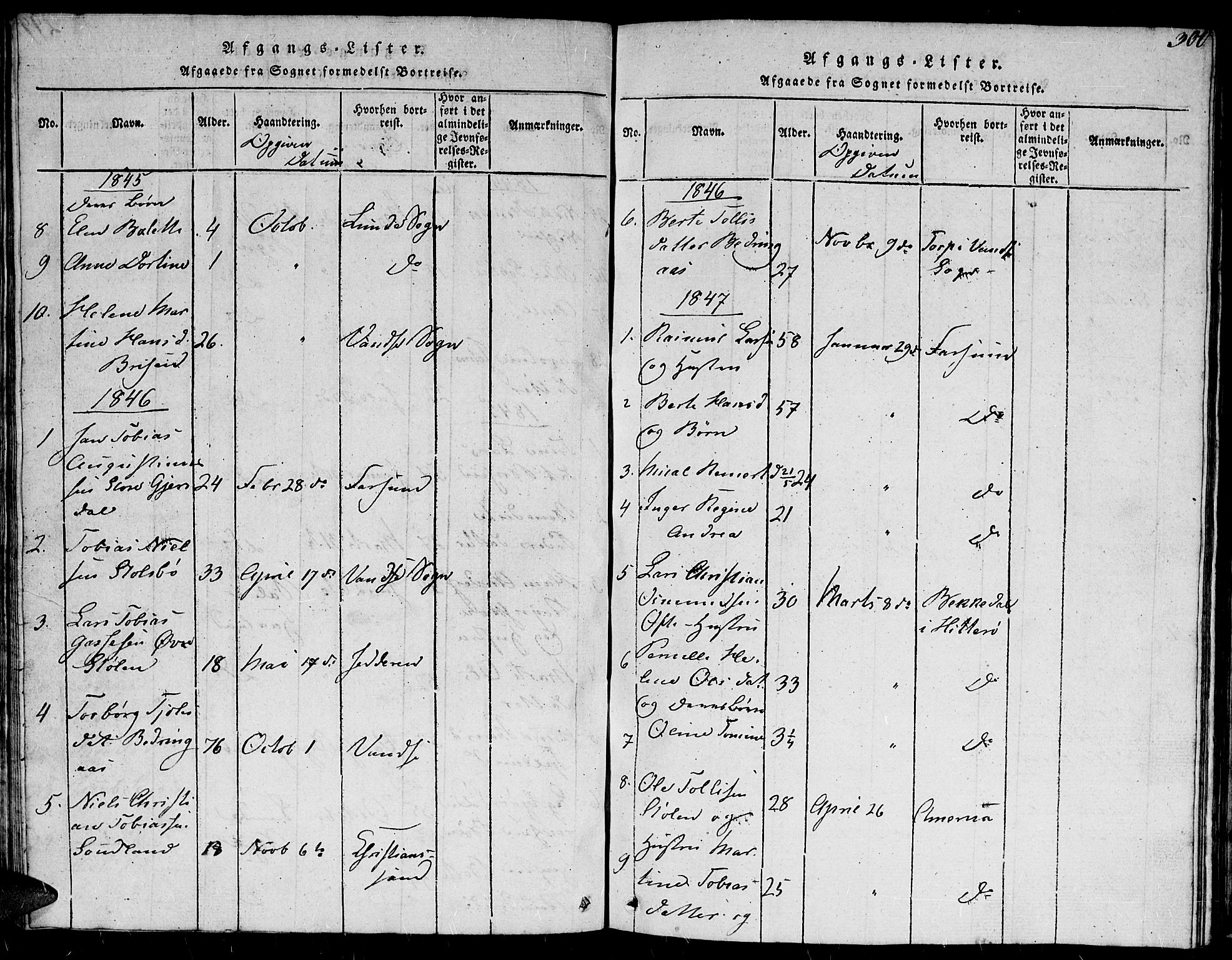 Herad sokneprestkontor, SAK/1111-0018/F/Fb/Fba/L0001: Parish register (copy) no. B 1, 1815-1852, p. 300