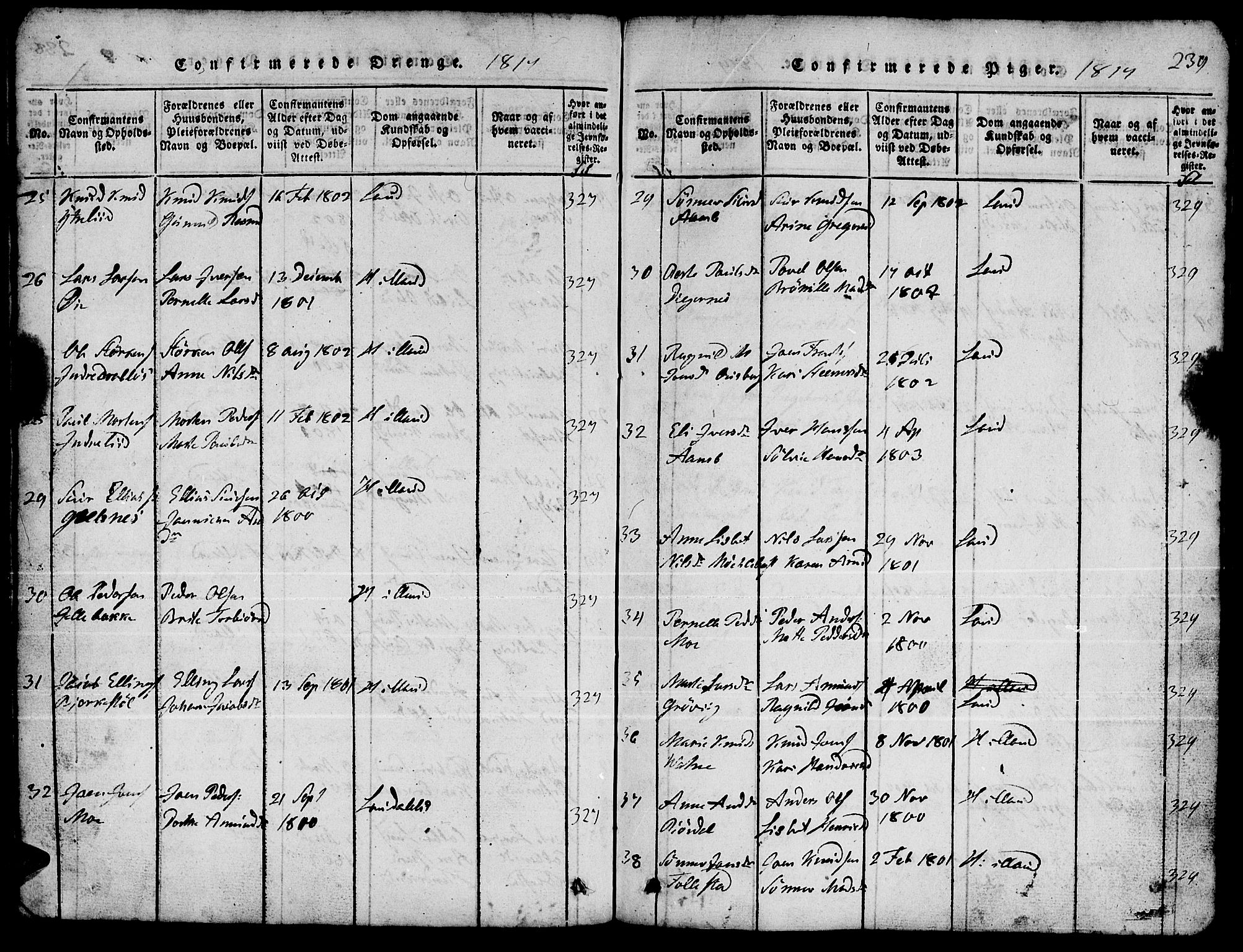 Ministerialprotokoller, klokkerbøker og fødselsregistre - Møre og Romsdal, AV/SAT-A-1454/511/L0155: Parish register (copy) no. 511C01, 1817-1829, p. 239