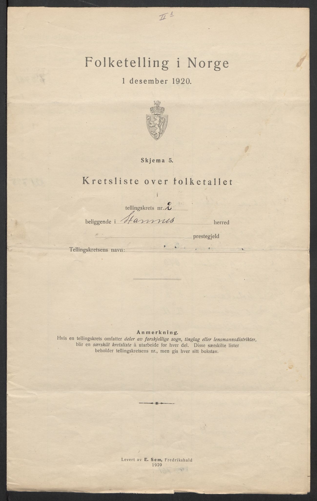 SAT, 1920 census for Stamnes, 1920, p. 15