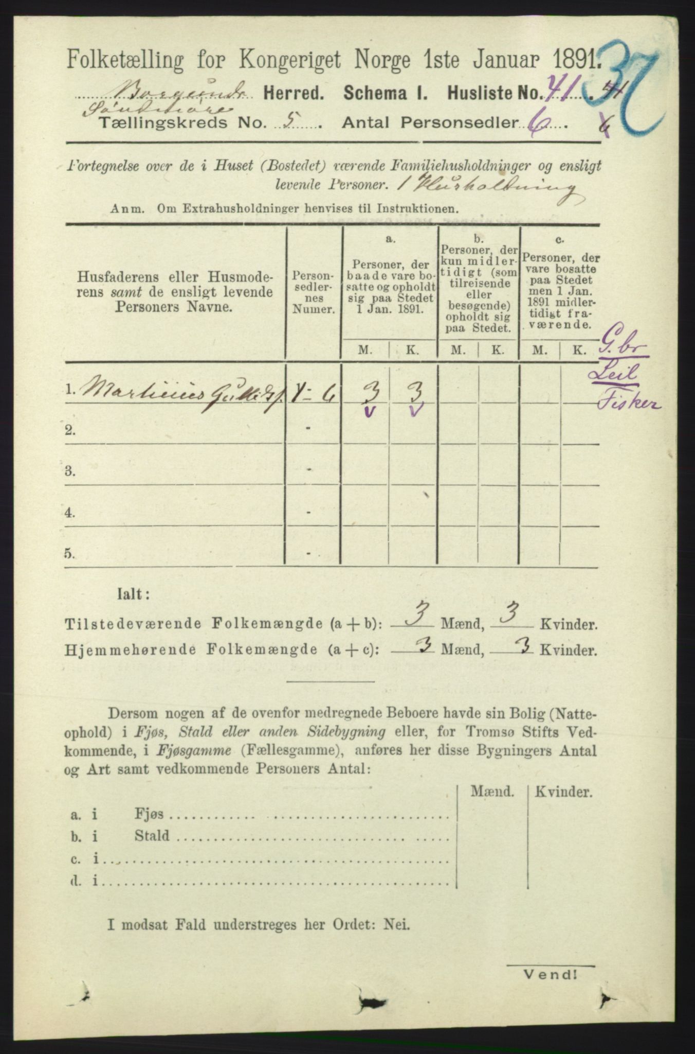 RA, 1891 census for 1531 Borgund, 1891, p. 1261