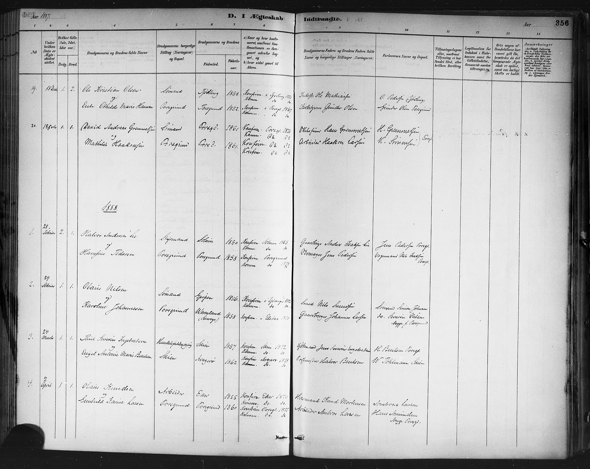 Porsgrunn kirkebøker , SAKO/A-104/G/Gb/L0005: Parish register (copy) no. II 5, 1883-1915, p. 356