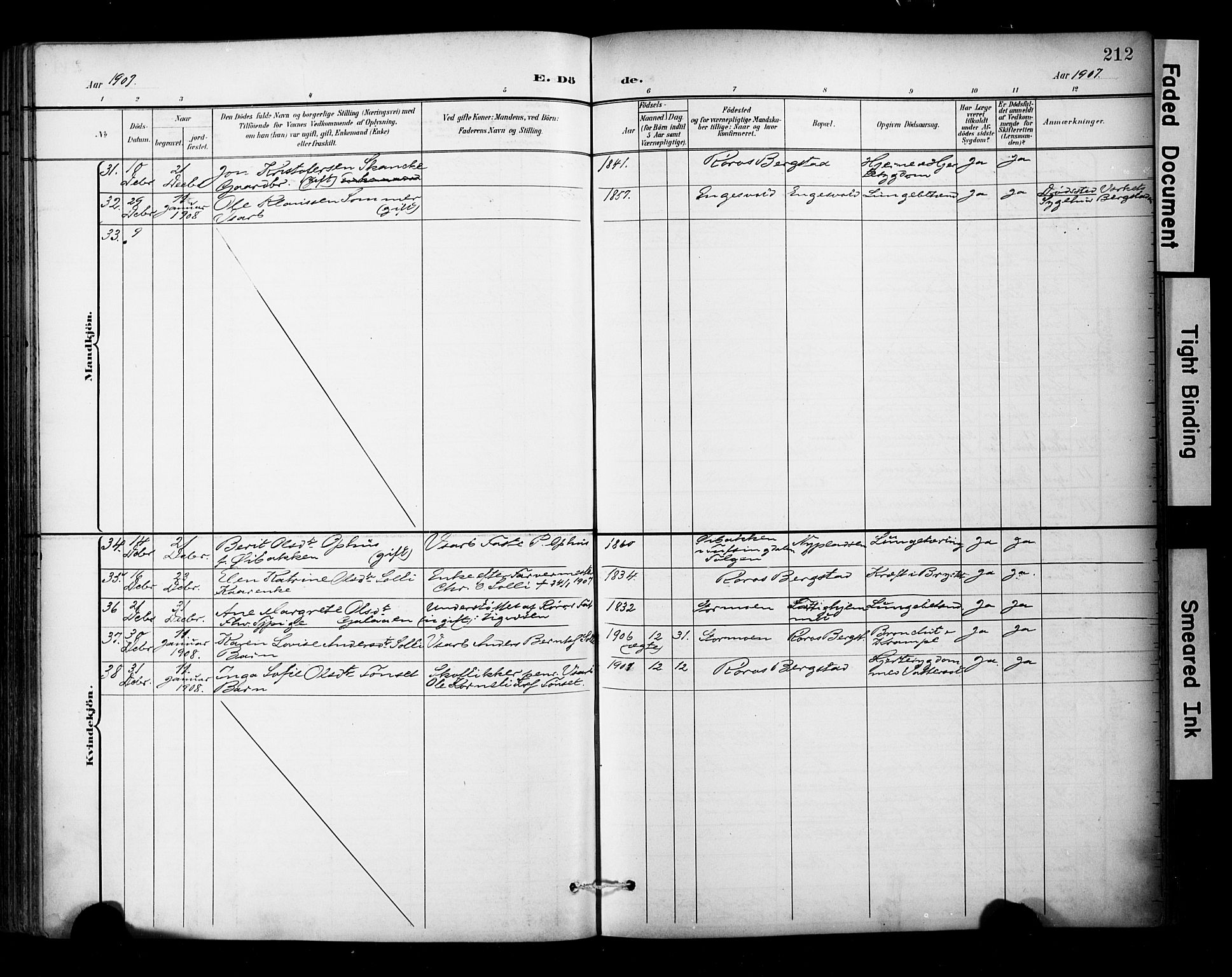 Ministerialprotokoller, klokkerbøker og fødselsregistre - Sør-Trøndelag, AV/SAT-A-1456/681/L0936: Parish register (official) no. 681A14, 1899-1908, p. 212