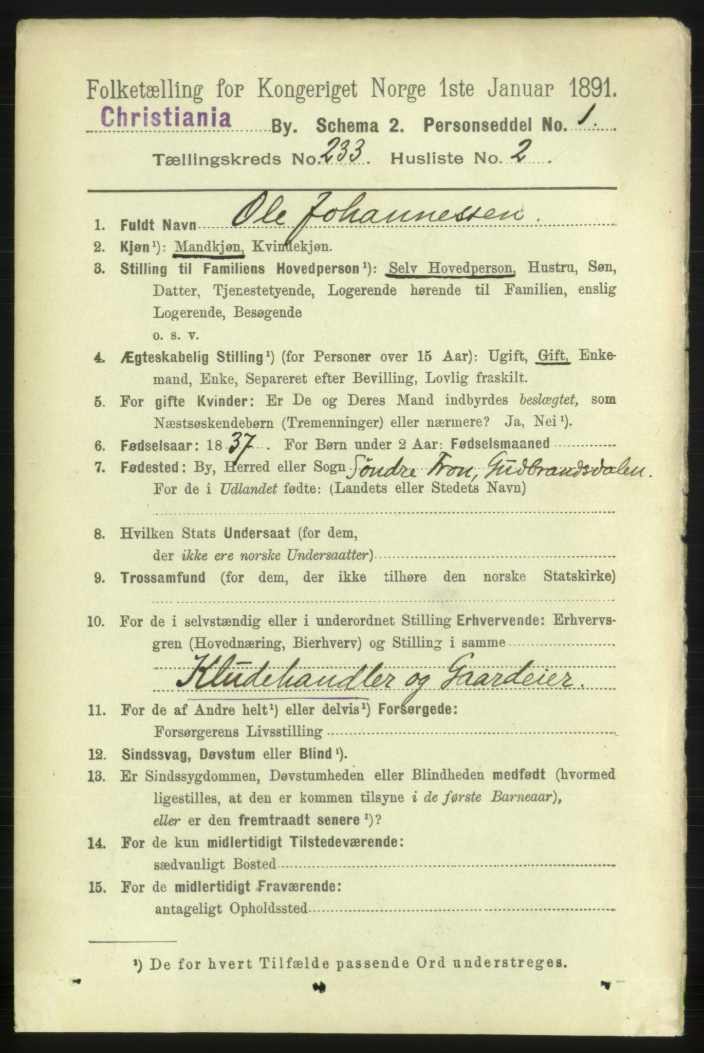 RA, 1891 census for 0301 Kristiania, 1891, p. 143064