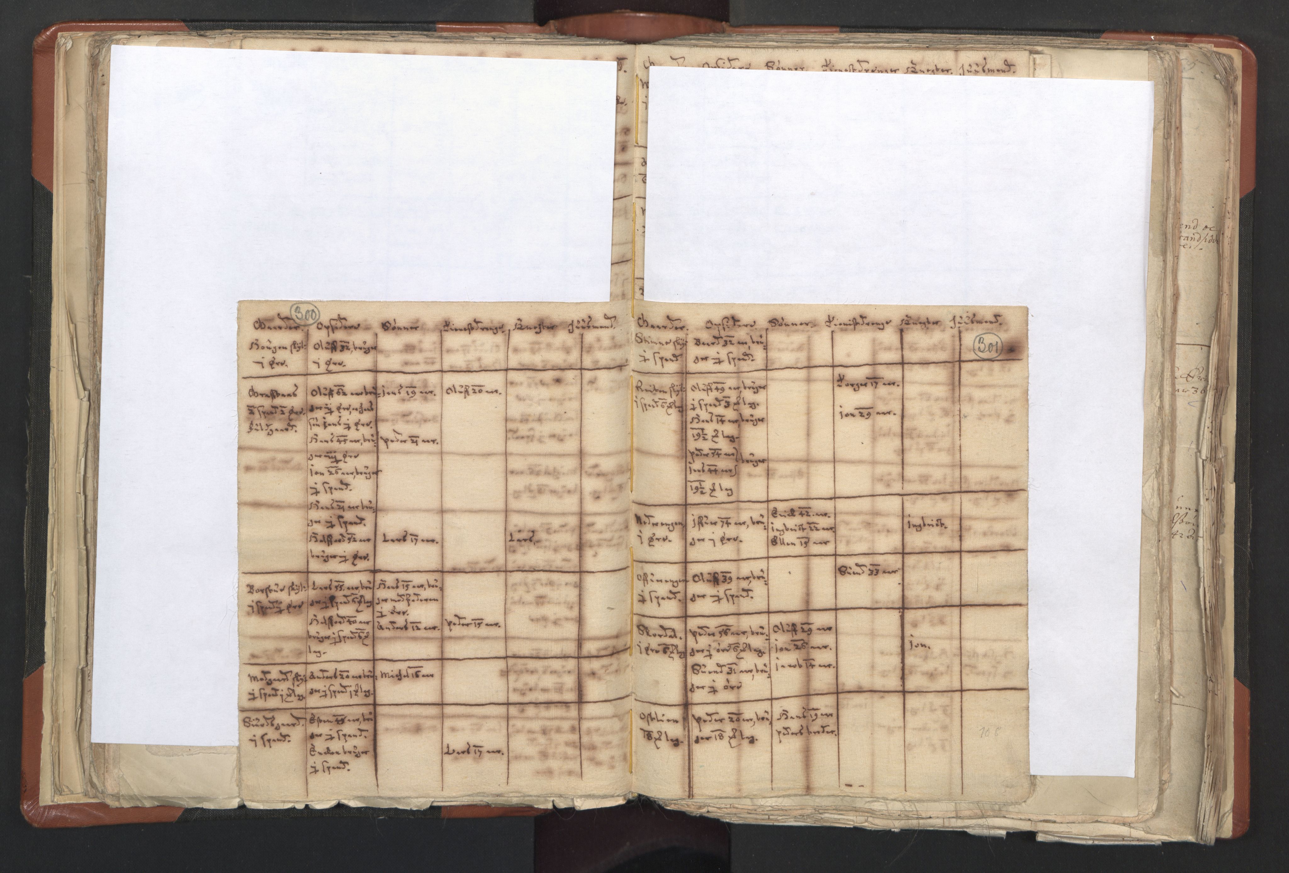 RA, Vicar's Census 1664-1666, no. 31: Dalane deanery, 1664-1666, p. 300-301