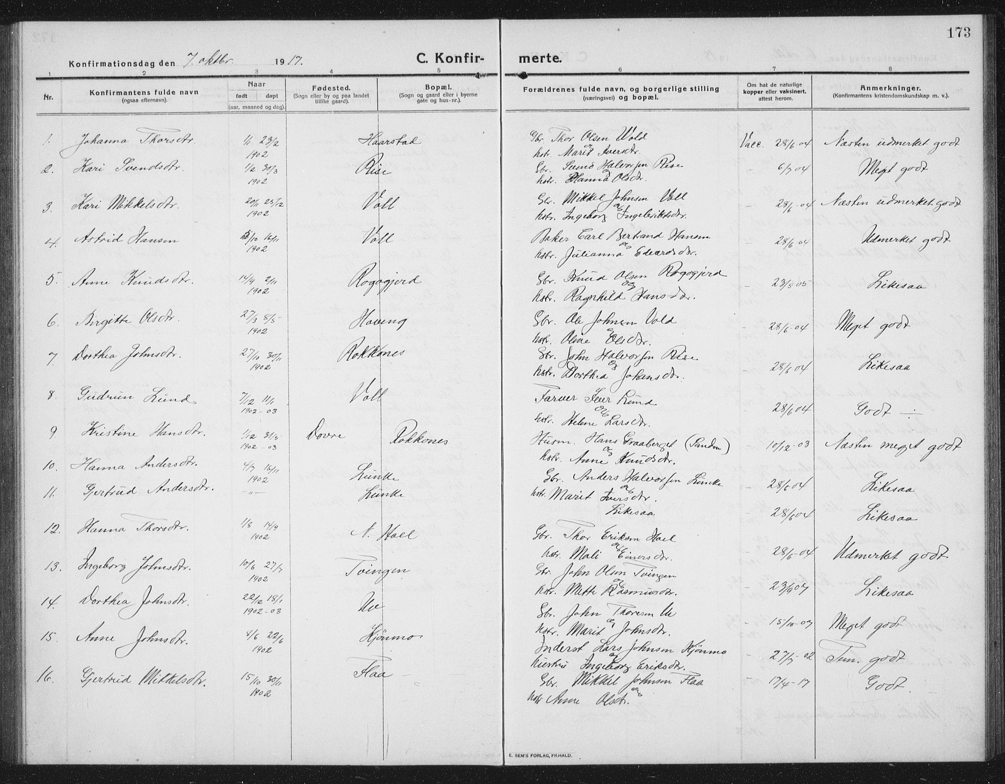 Ministerialprotokoller, klokkerbøker og fødselsregistre - Sør-Trøndelag, SAT/A-1456/674/L0877: Parish register (copy) no. 674C04, 1913-1940, p. 173
