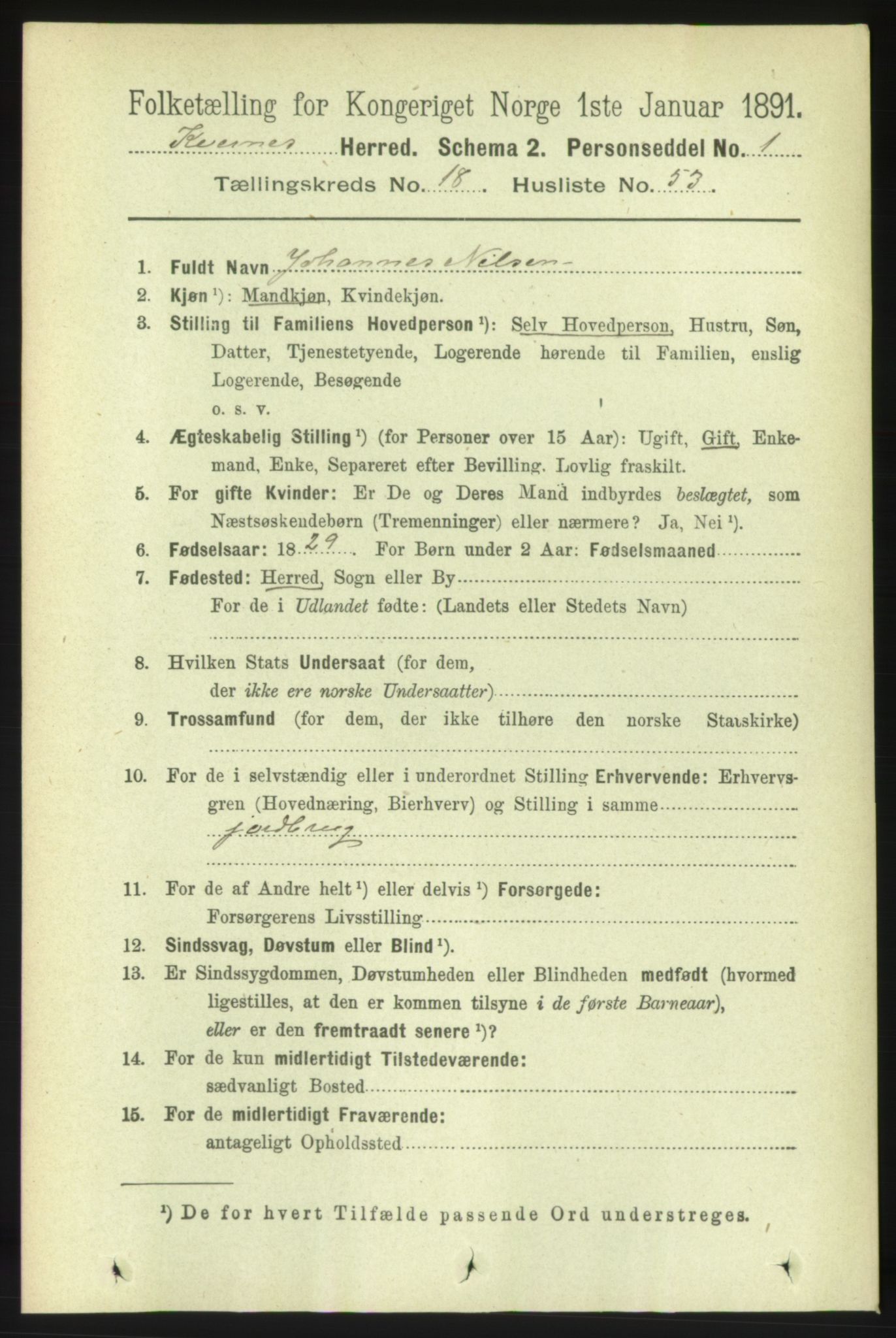 RA, 1891 census for 1553 Kvernes, 1891, p. 8091