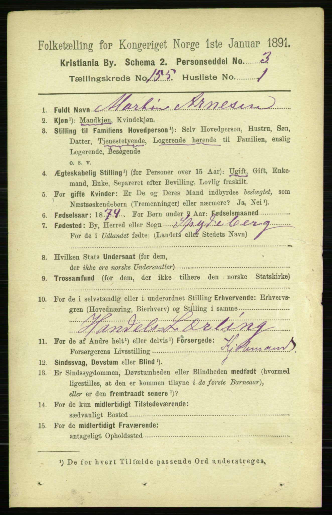 RA, 1891 census for 0301 Kristiania, 1891, p. 88195