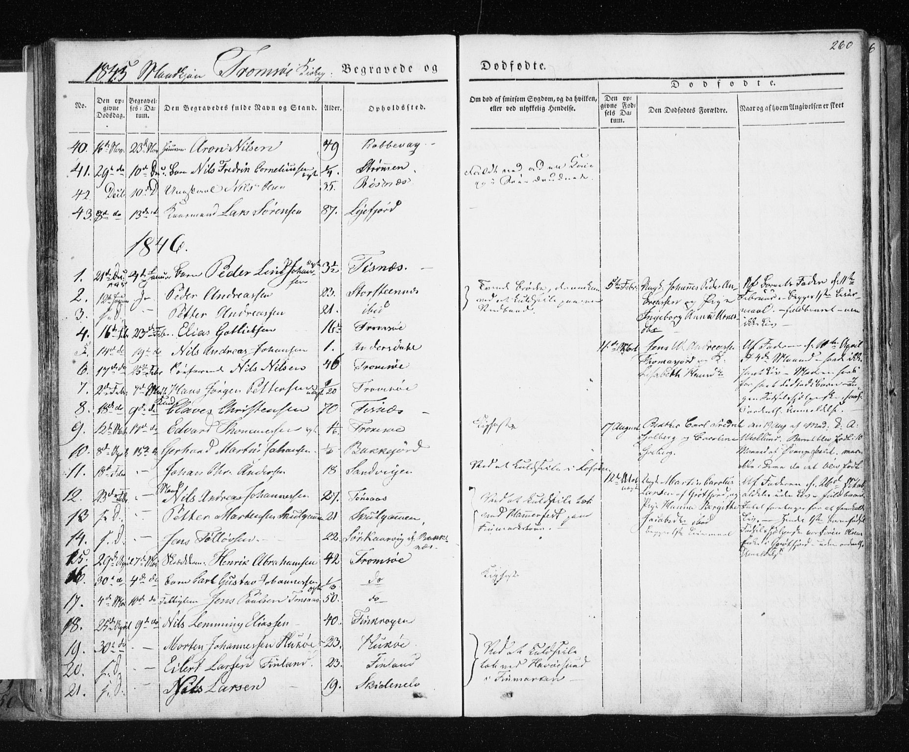 Tromsø sokneprestkontor/stiftsprosti/domprosti, AV/SATØ-S-1343/G/Ga/L0009kirke: Parish register (official) no. 9, 1837-1847, p. 260