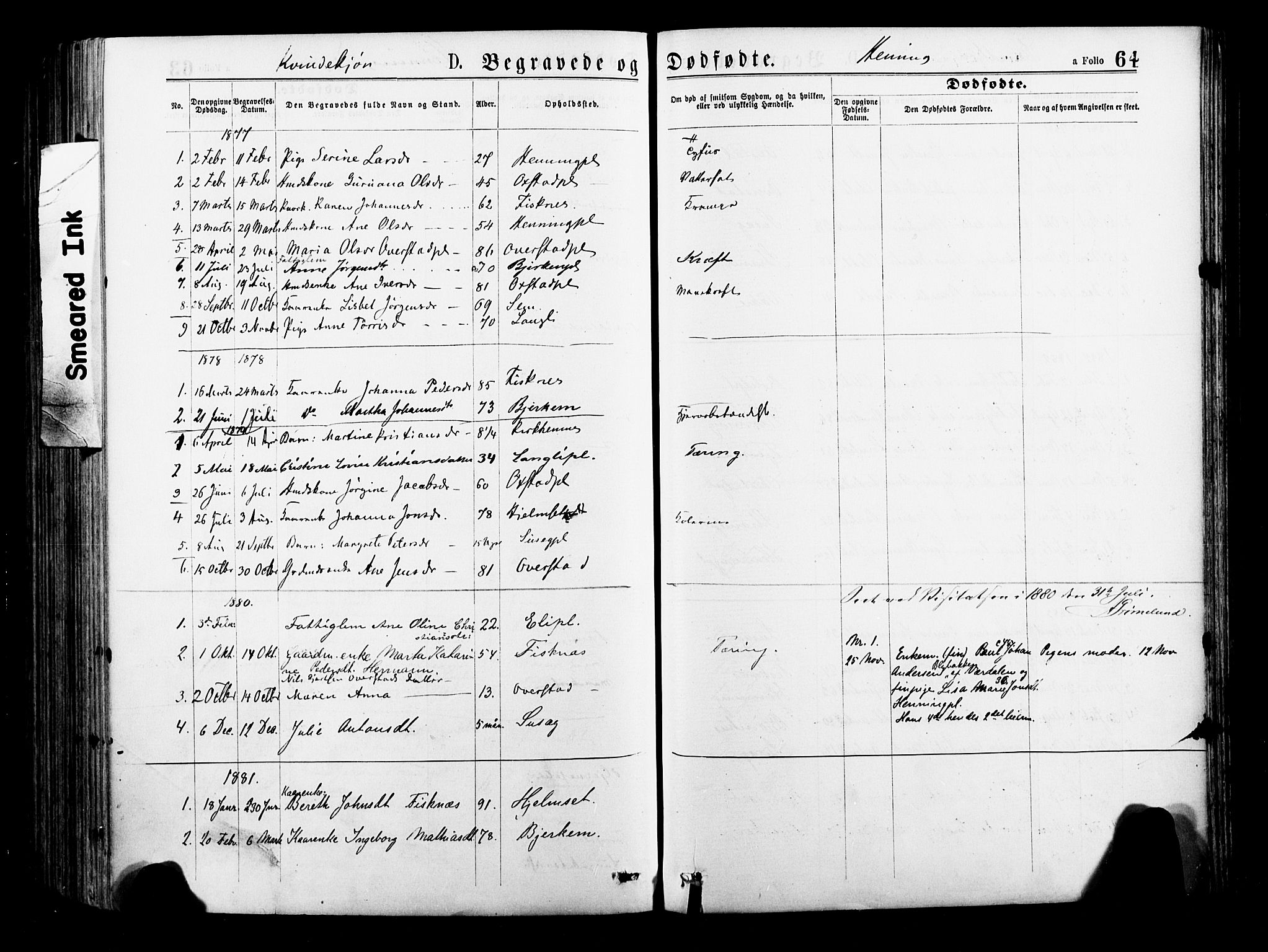 Ministerialprotokoller, klokkerbøker og fødselsregistre - Nord-Trøndelag, SAT/A-1458/735/L0348: Parish register (official) no. 735A09 /3, 1873-1883, p. 64