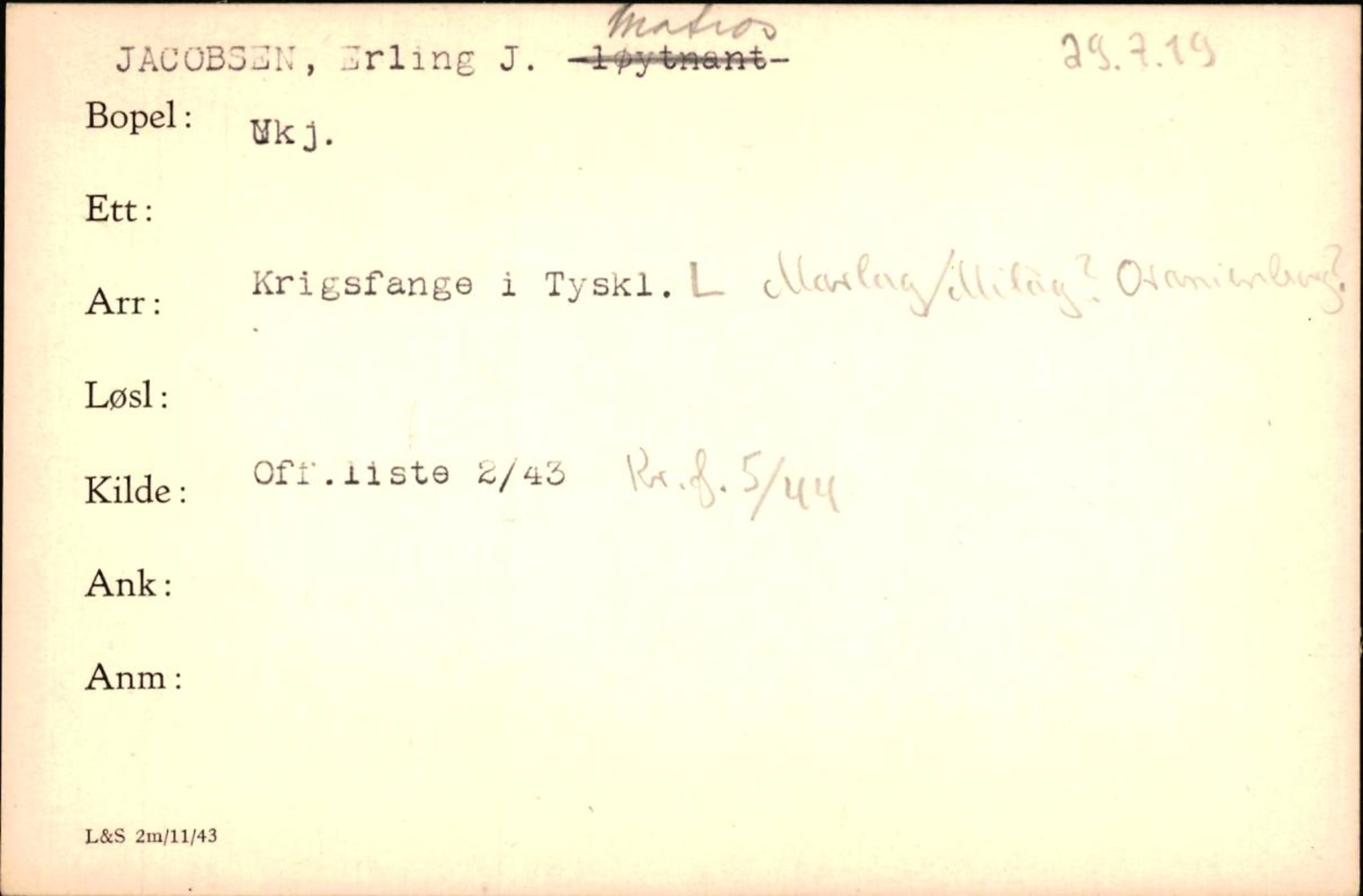 Forsvaret, Forsvarets krigshistoriske avdeling, AV/RA-RAFA-2017/Y/Yf/L0200: II-C-11-2102  -  Norske krigsfanger i Tyskland, 1940-1945, p. 507