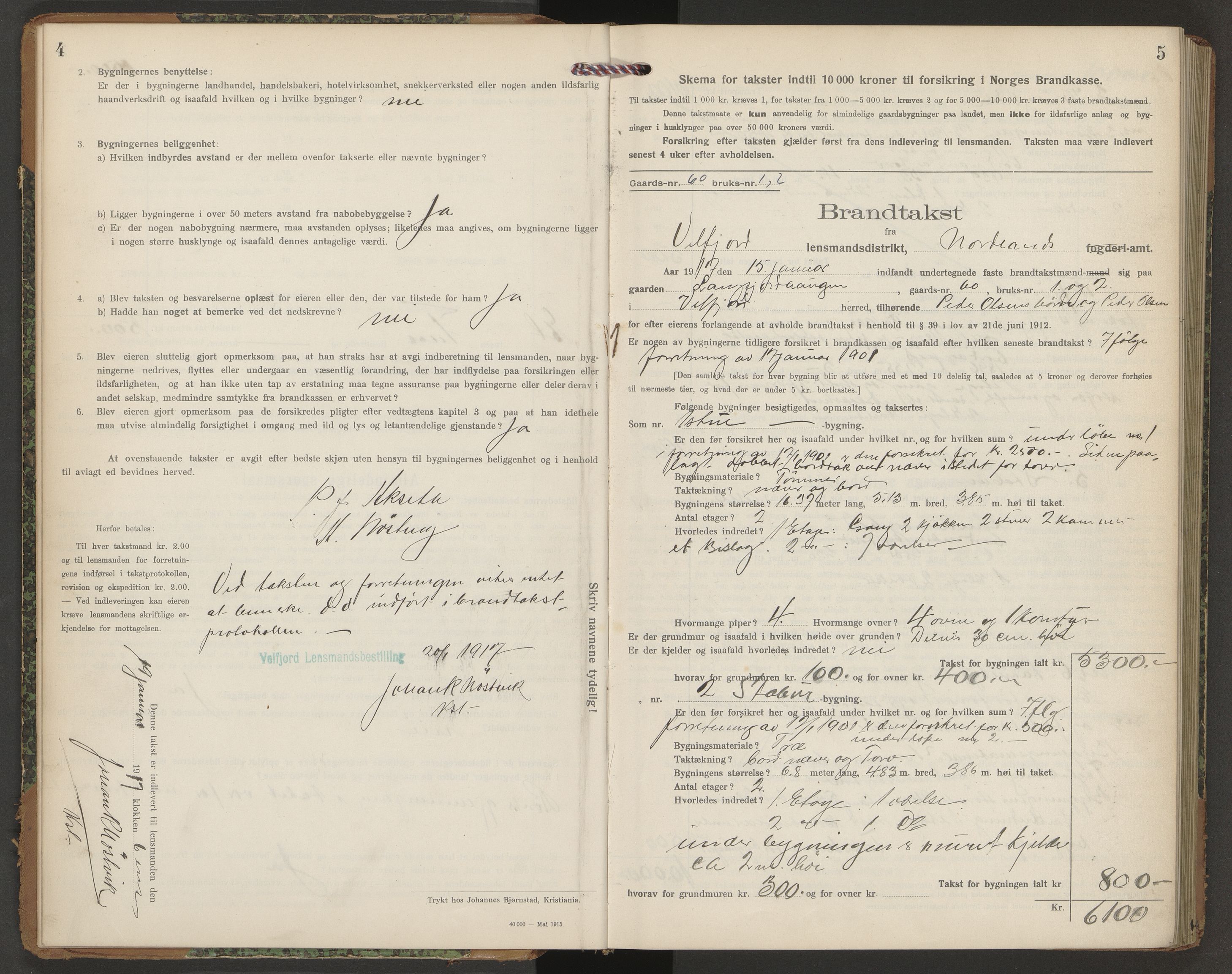 Norges Brannkasse Velfjord, AV/SAT-A-5561/Fb/L0004: Branntakstprotokoll - skjema, 1916-1927