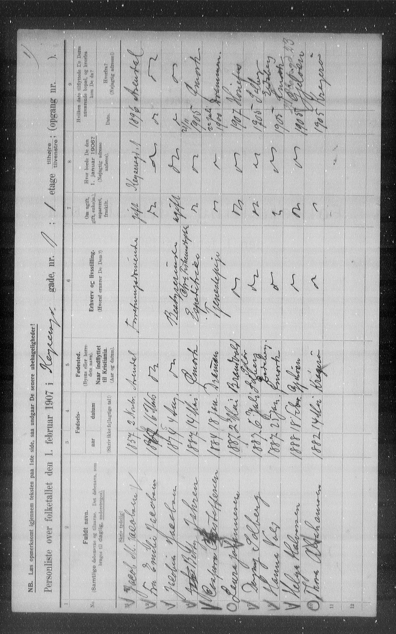 OBA, Municipal Census 1907 for Kristiania, 1907, p. 25075