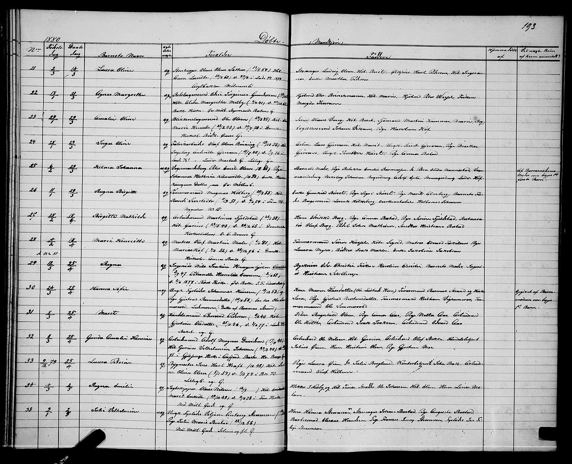 Ministerialprotokoller, klokkerbøker og fødselsregistre - Sør-Trøndelag, AV/SAT-A-1456/604/L0220: Parish register (copy) no. 604C03, 1870-1885, p. 193