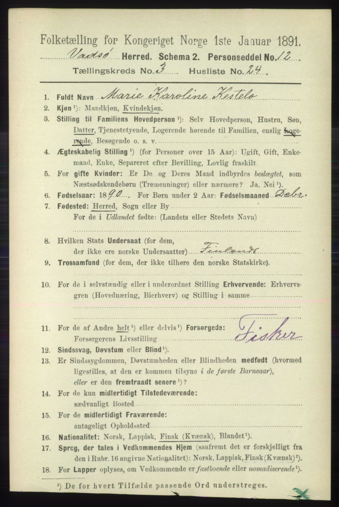 RA, 1891 census for 2029 Vadsø, 1891, p. 978