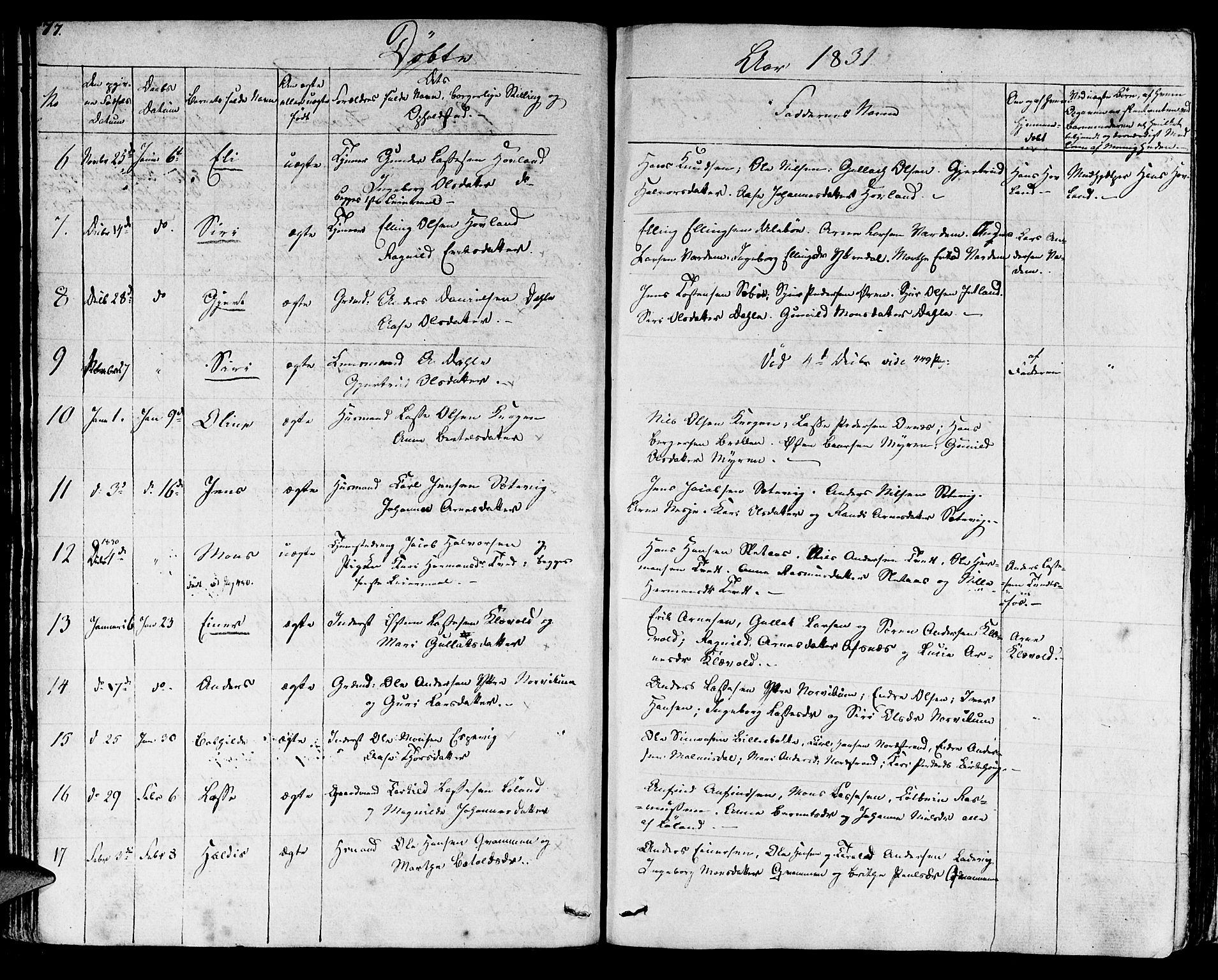 Lavik sokneprestembete, SAB/A-80901: Parish register (official) no. A 2I, 1821-1842, p. 77
