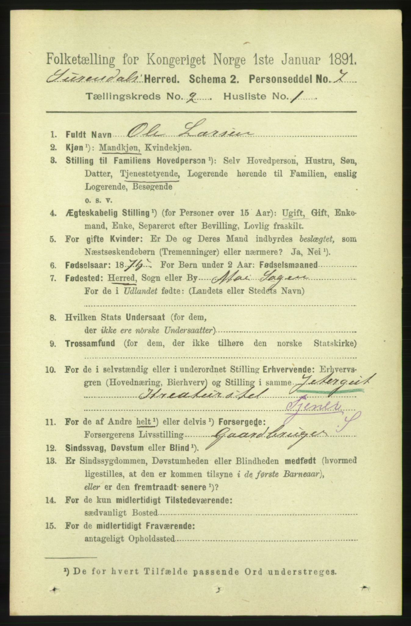 RA, 1891 census for 1566 Surnadal, 1891, p. 515