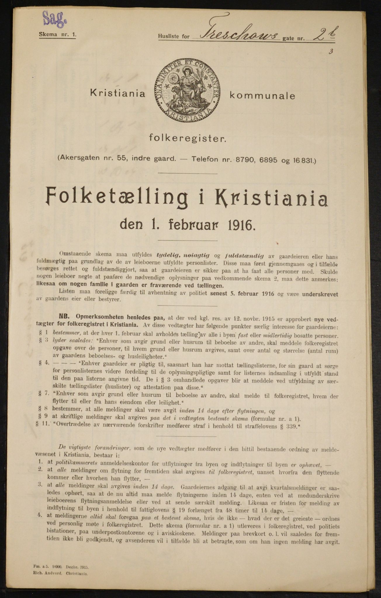 OBA, Municipal Census 1916 for Kristiania, 1916, p. 118756