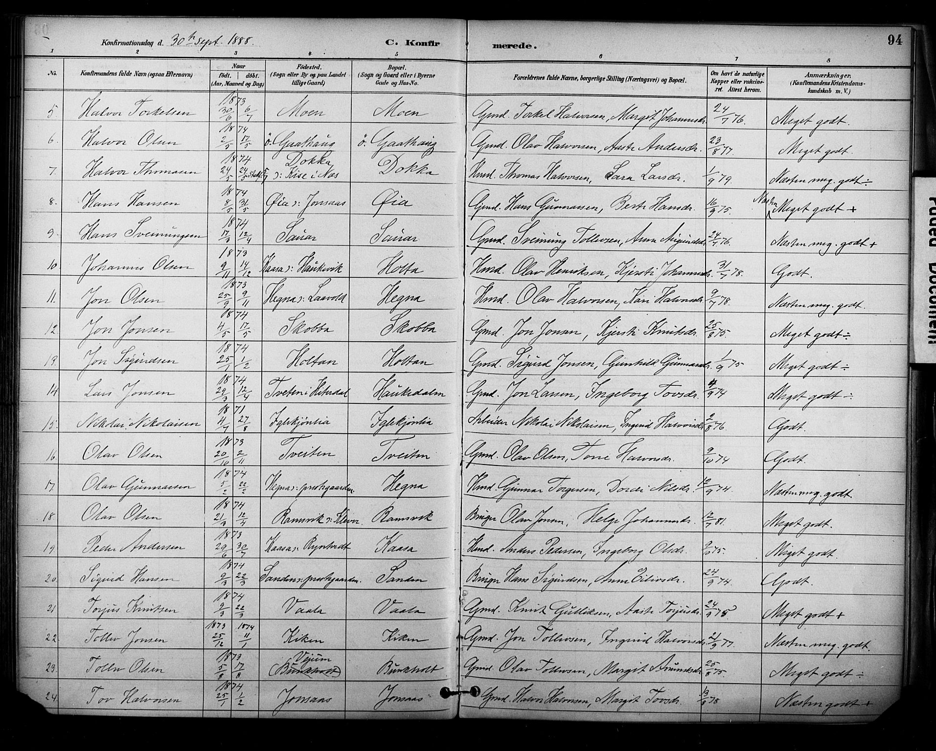 Sauherad kirkebøker, SAKO/A-298/F/Fa/L0009: Parish register (official) no. I 9, 1887-1912, p. 94