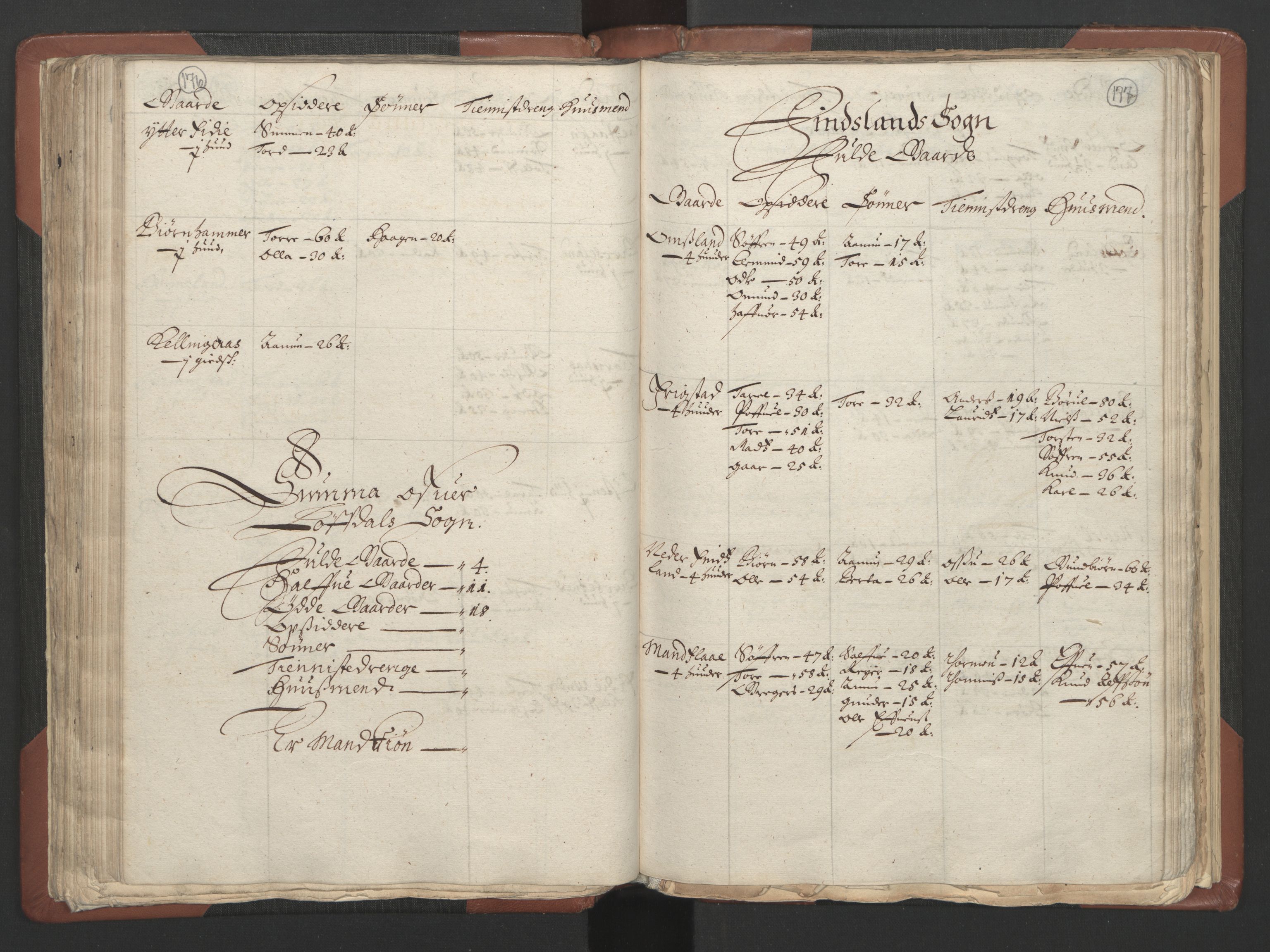 RA, Bailiff's Census 1664-1666, no. 9: Mandal len, 1664-1666, p. 176-177