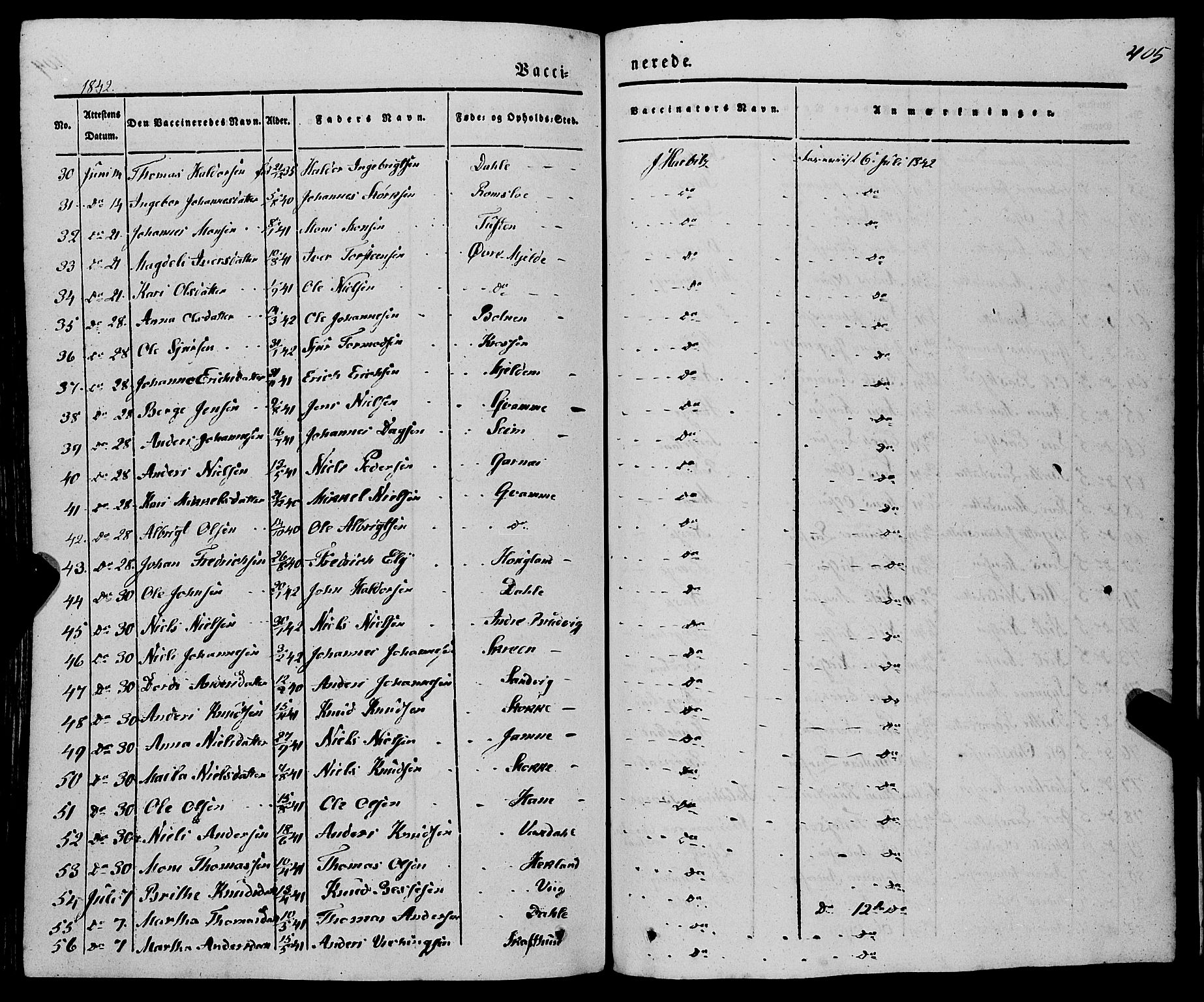 Haus sokneprestembete, AV/SAB-A-75601/H/Haa: Parish register (official) no. A 15, 1838-1847, p. 405