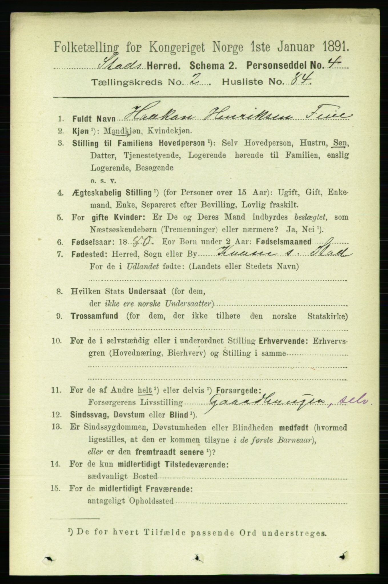 RA, 1891 census for 1734 Stod, 1891, p. 1146