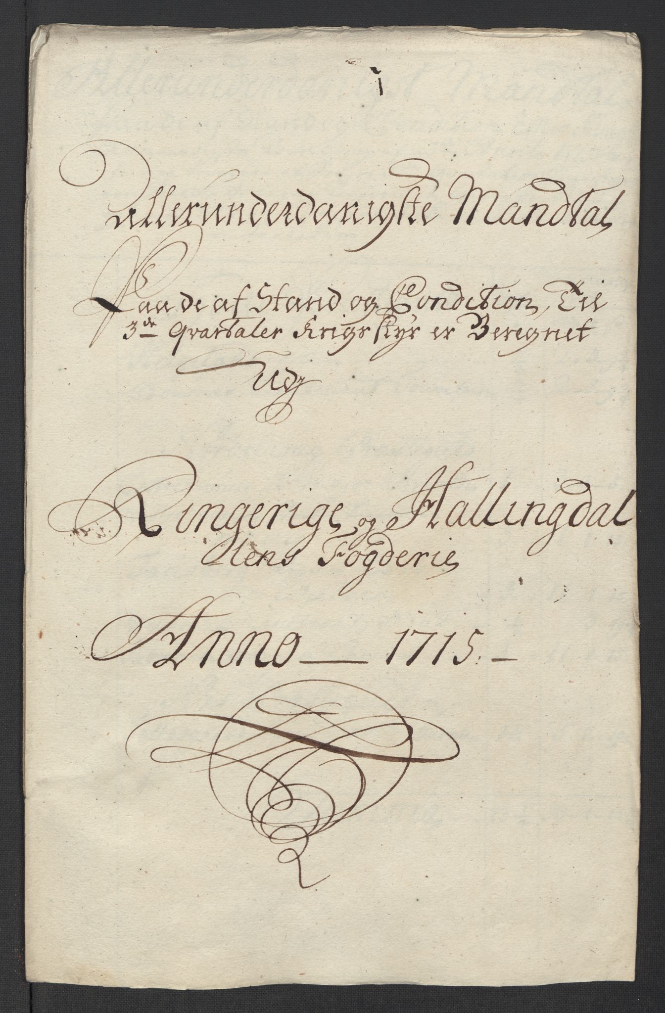 Rentekammeret inntil 1814, Reviderte regnskaper, Fogderegnskap, AV/RA-EA-4092/R23/L1473: Fogderegnskap Ringerike og Hallingdal, 1715, p. 164