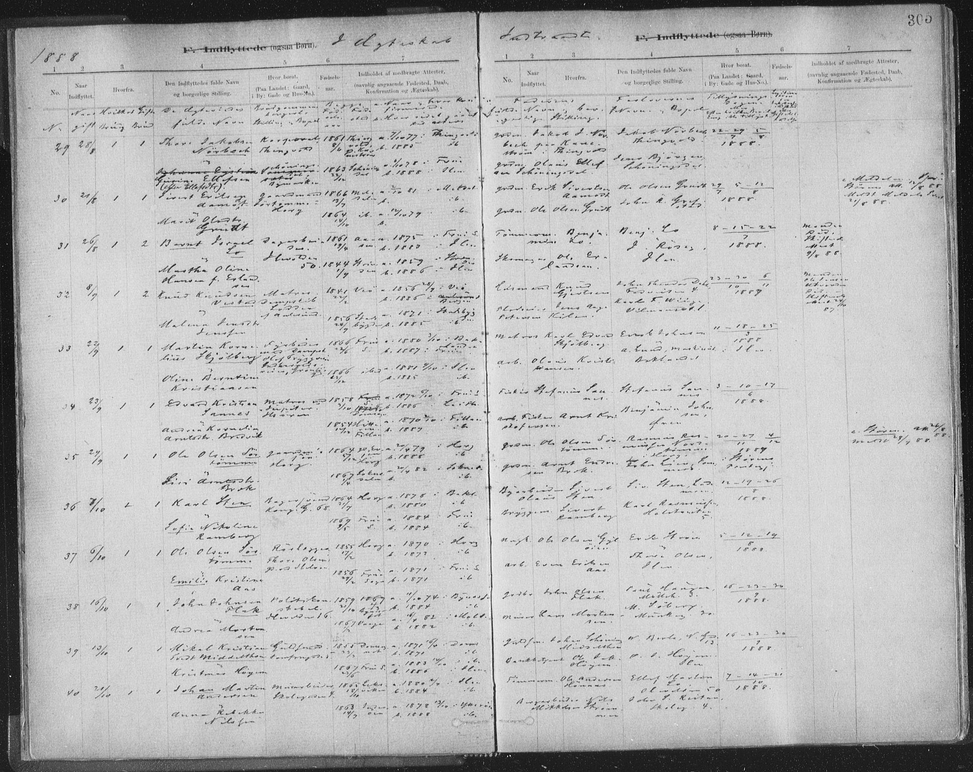 Ministerialprotokoller, klokkerbøker og fødselsregistre - Sør-Trøndelag, SAT/A-1456/603/L0163: Parish register (official) no. 603A02, 1879-1895, p. 305
